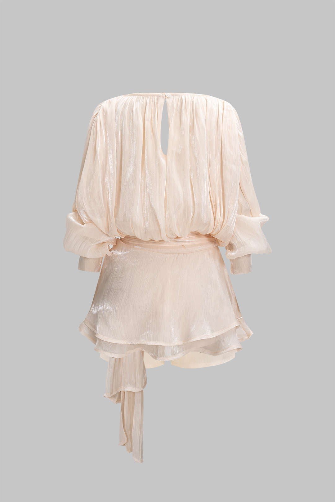 Chiffon Pleated Ruffle Long Sleeve Mini Dress