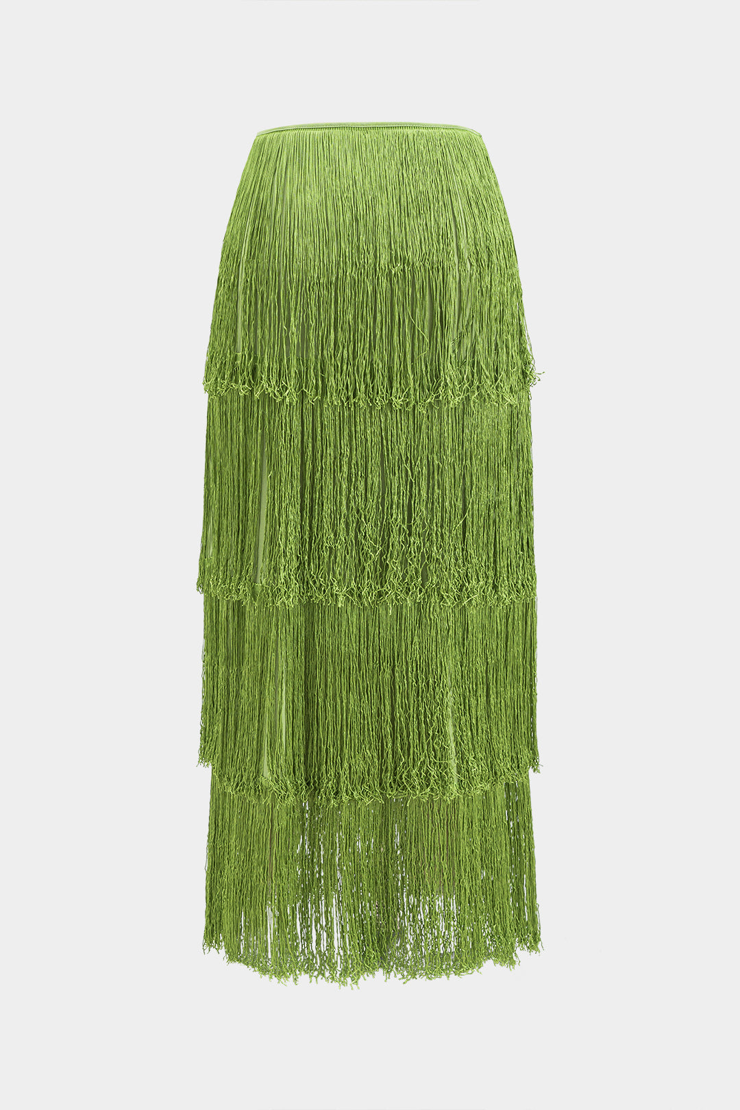 Ruched Bead Tube Top And Fringe Skirt Set