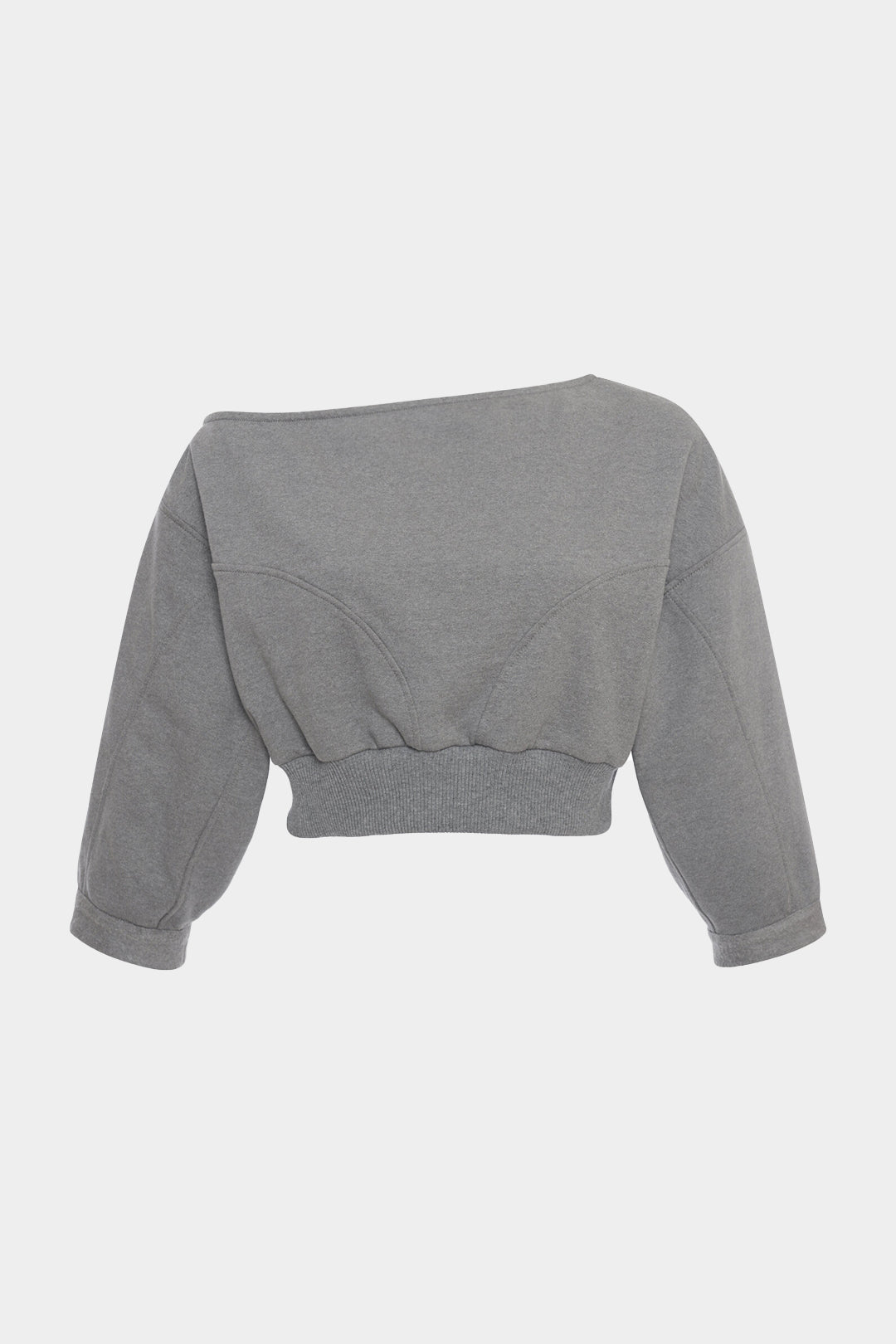 Solid Asymmetrical Neck Sweatshirt