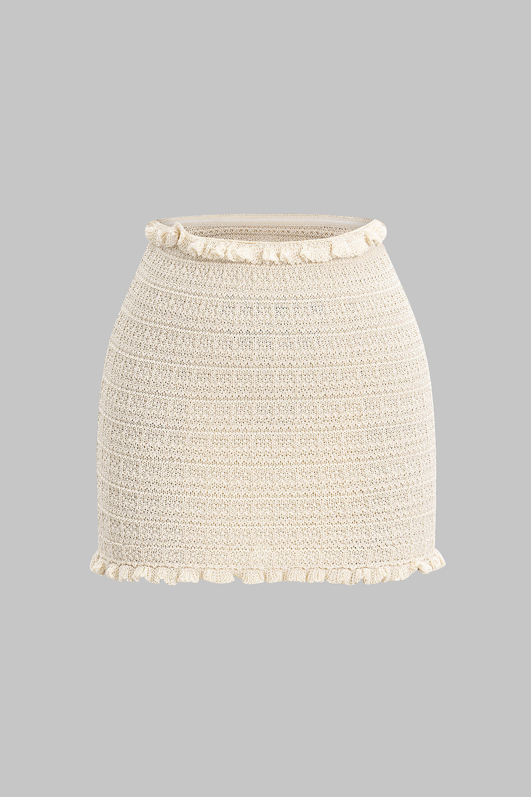 Knit Texture Ruffle Mini Skirt