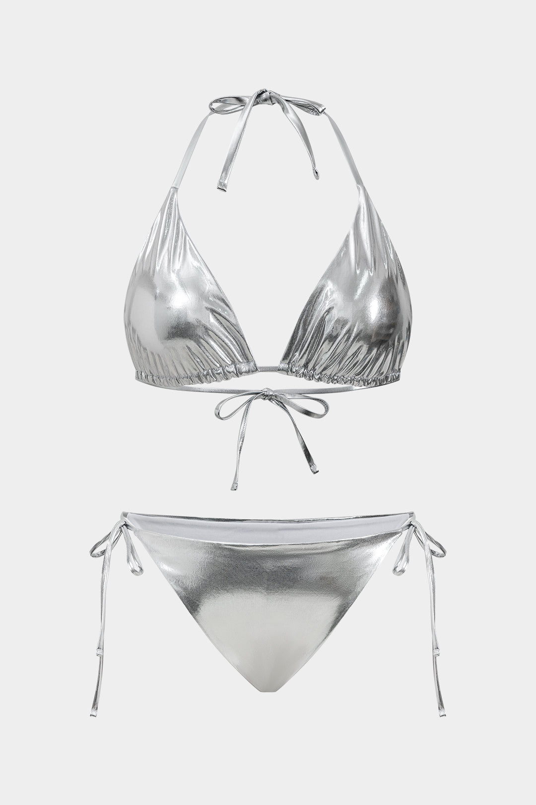 Plus Size Ruched Drawstring Tie Up Bikini Set
