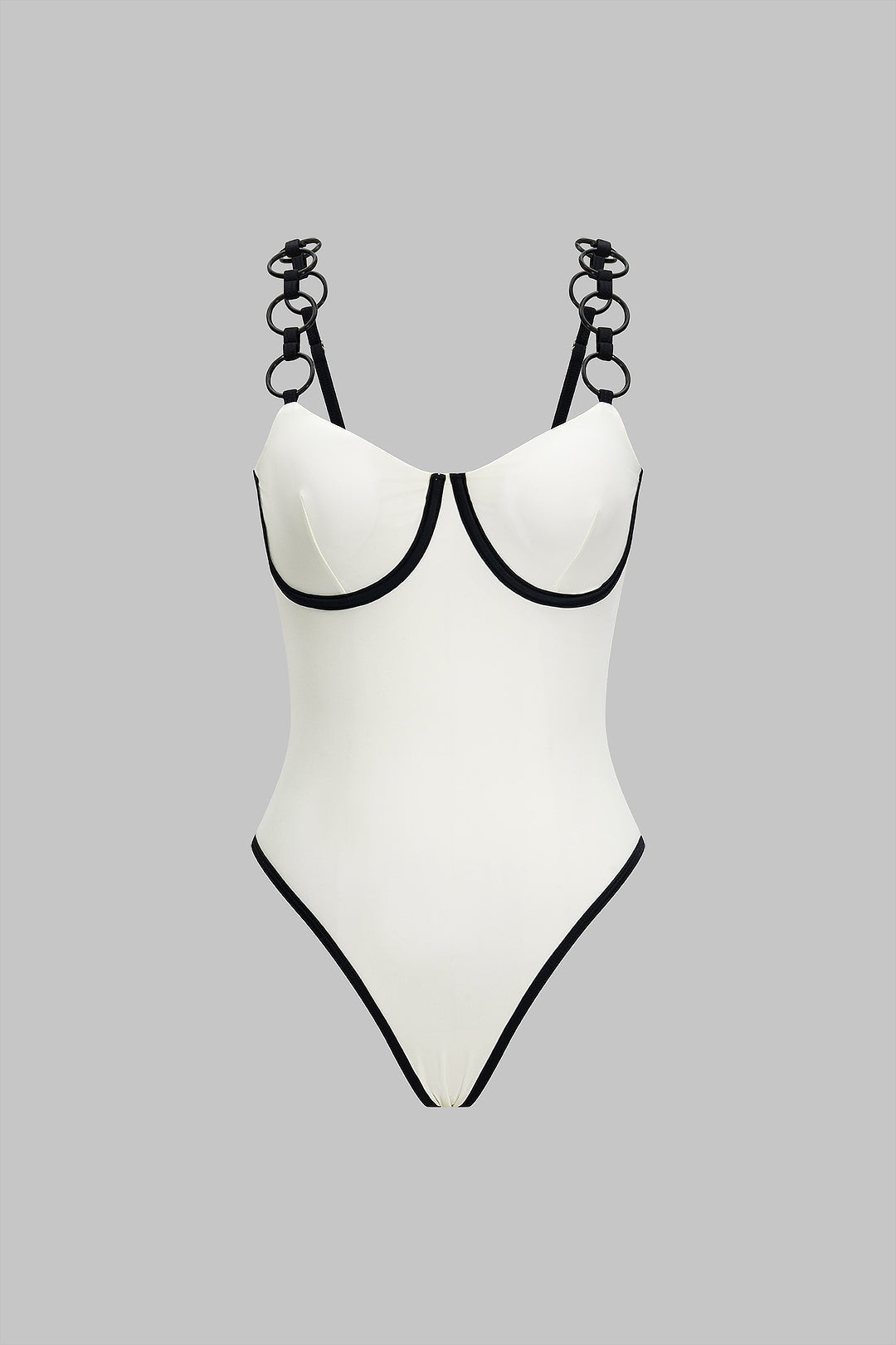 Contrast Piping One-Piece Swimsuit