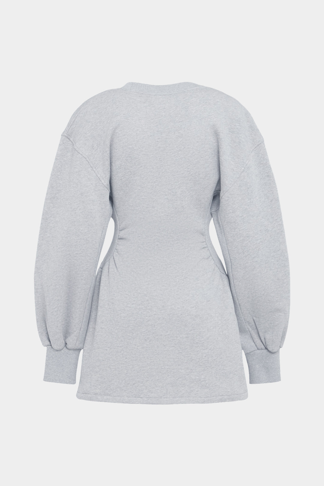 V-Neck Waist Long Sleeve Mini Dress