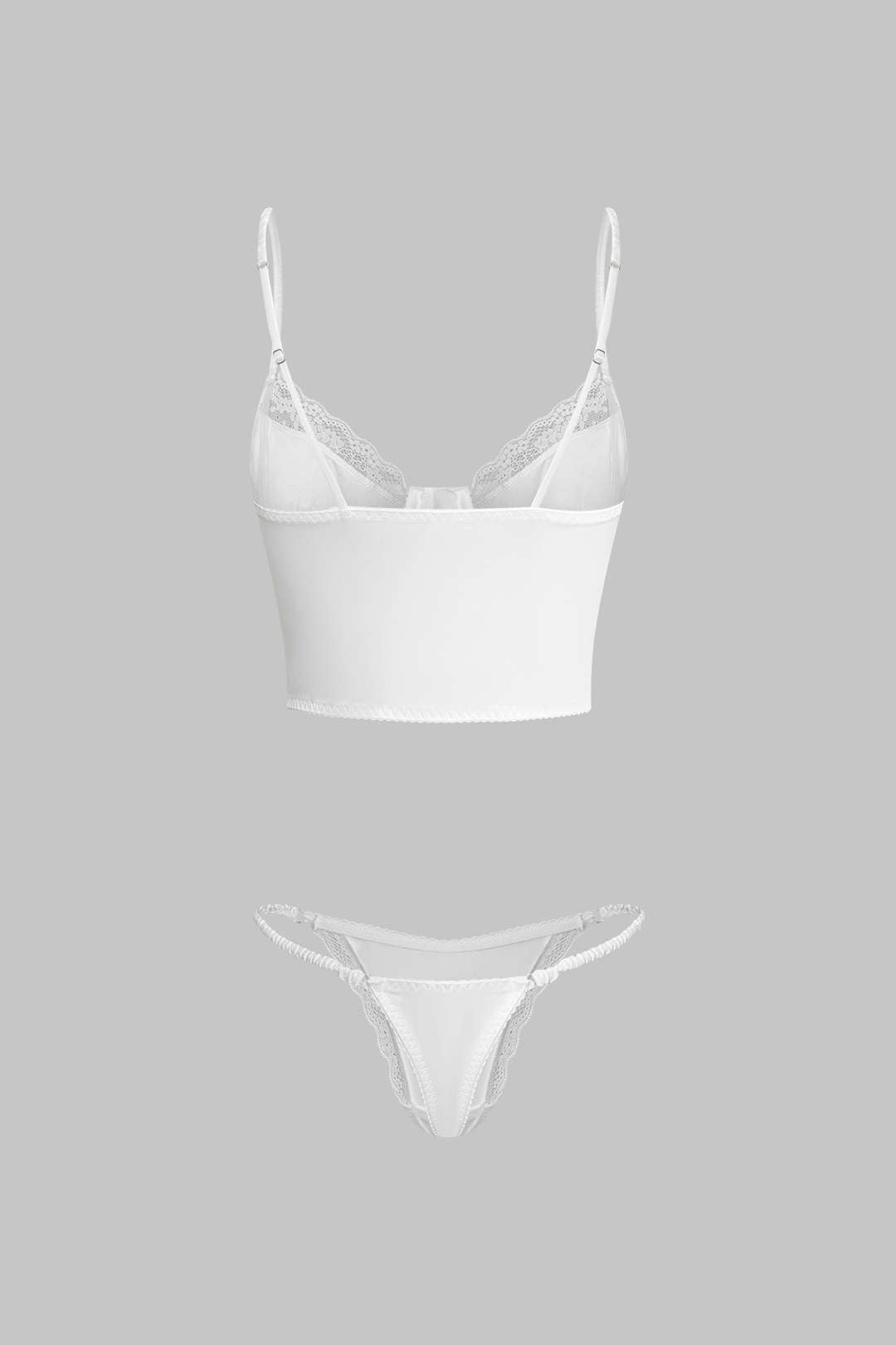 Satin Lace Patchwork Bustier Two-Piece Lingerie
