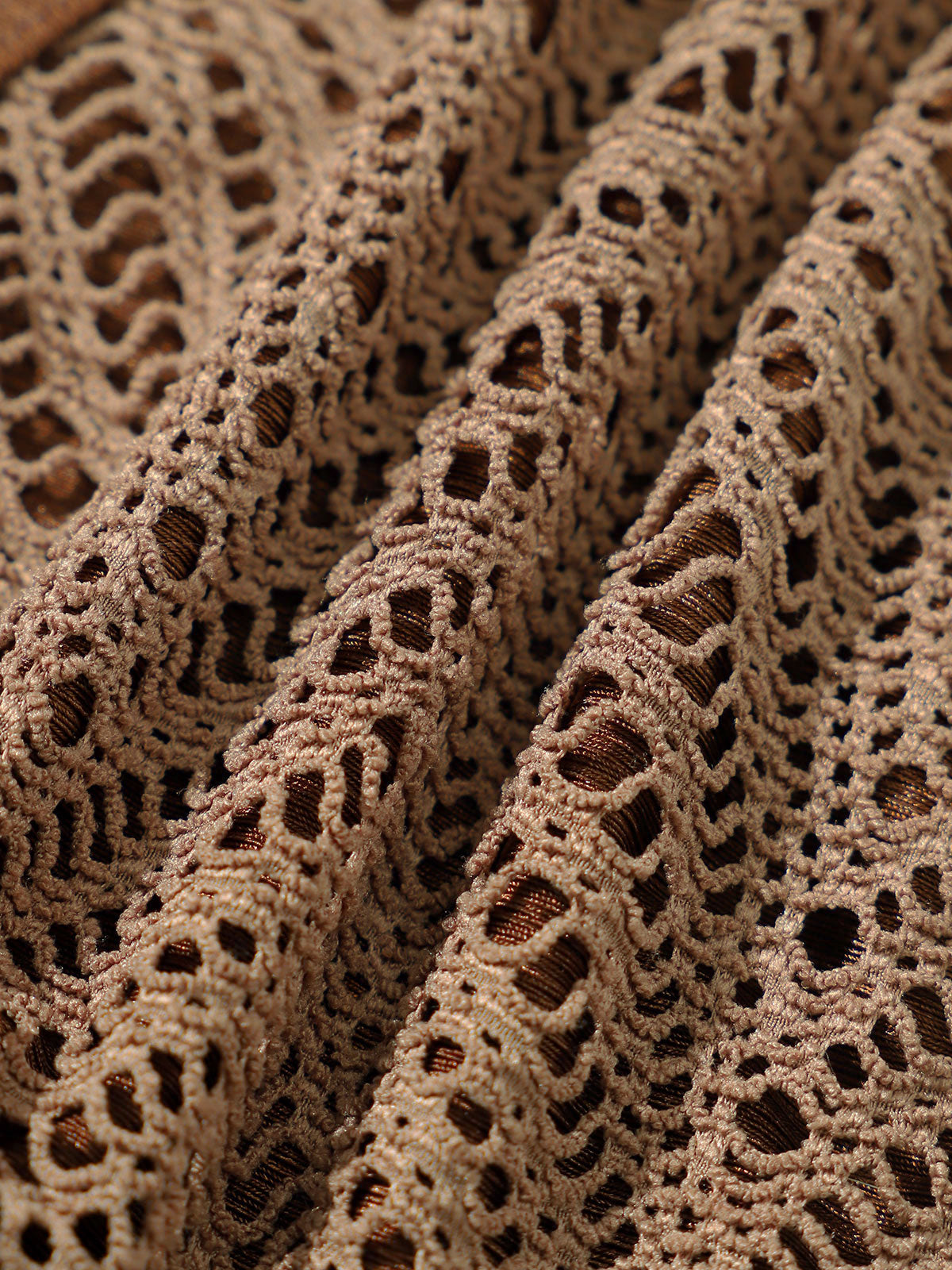 Brown Crochet Cross Back Bikini Top