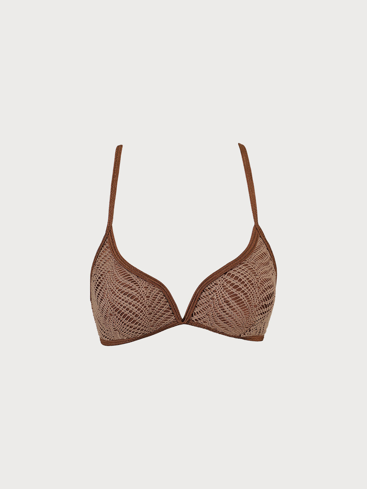 Brown Crochet Cross Back Bikini Top