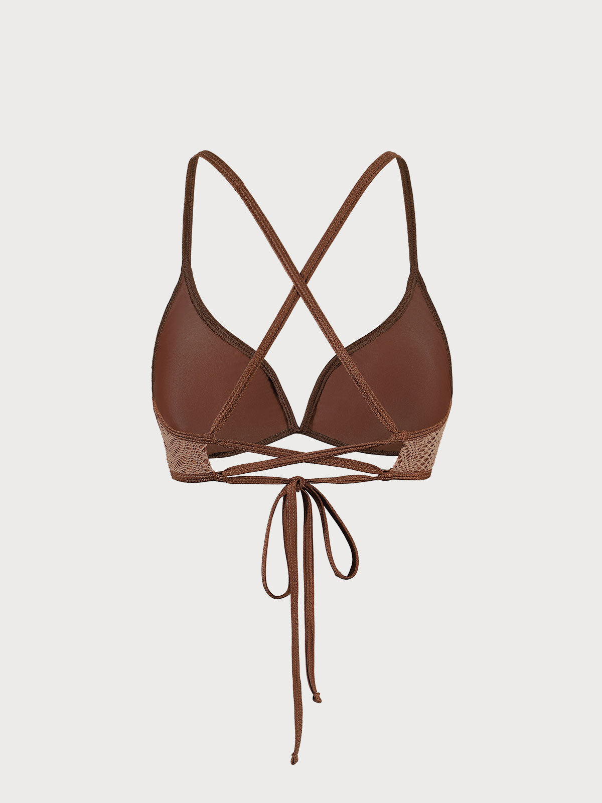 Brown Crochet Cross Back Bikini Top