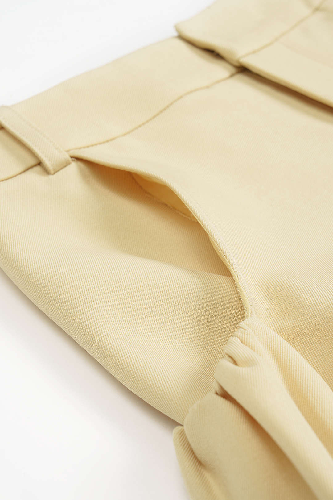 High Waist Pocket Belted Ruched Trousers