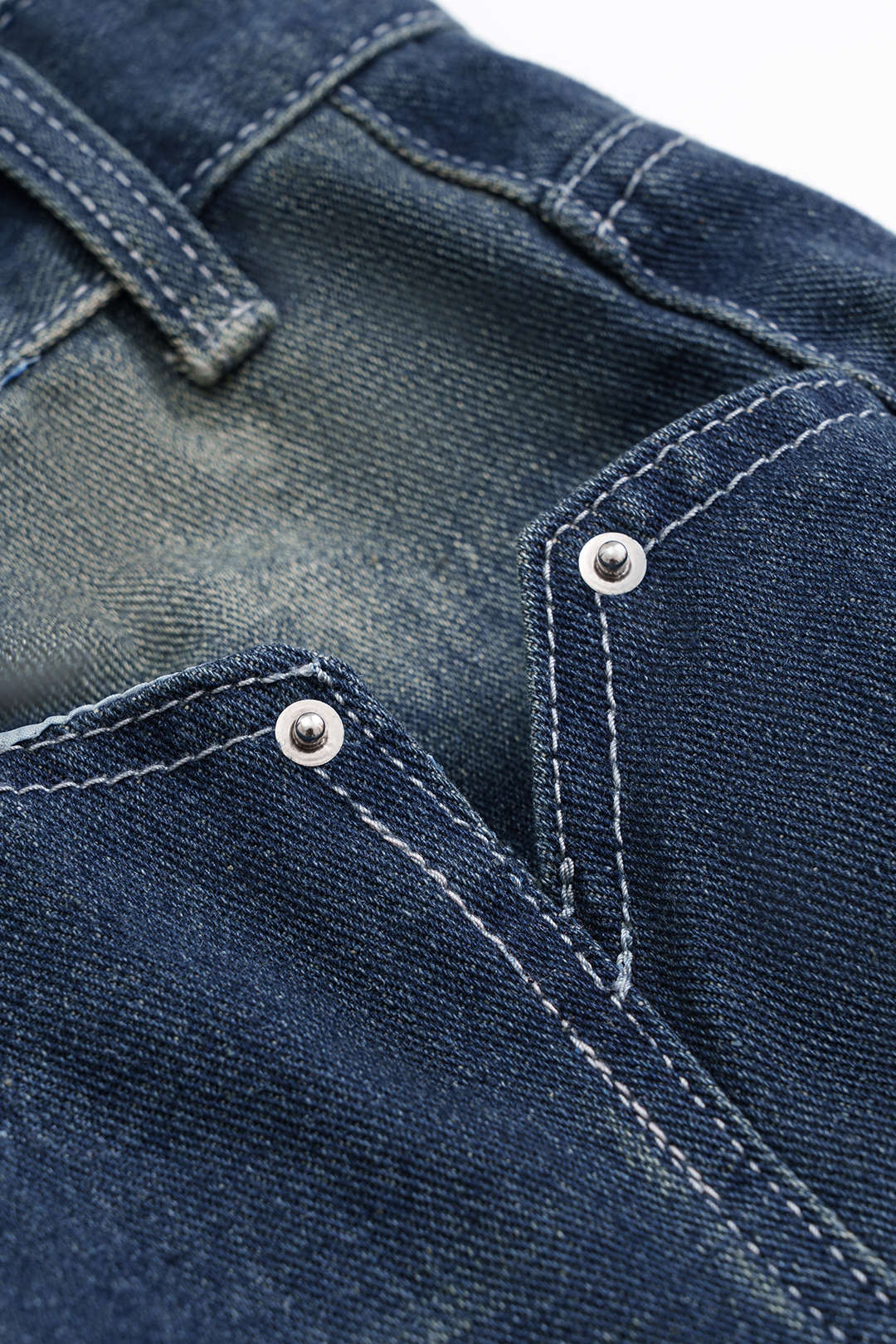 Denim Straight Leg Patchwork Shorts