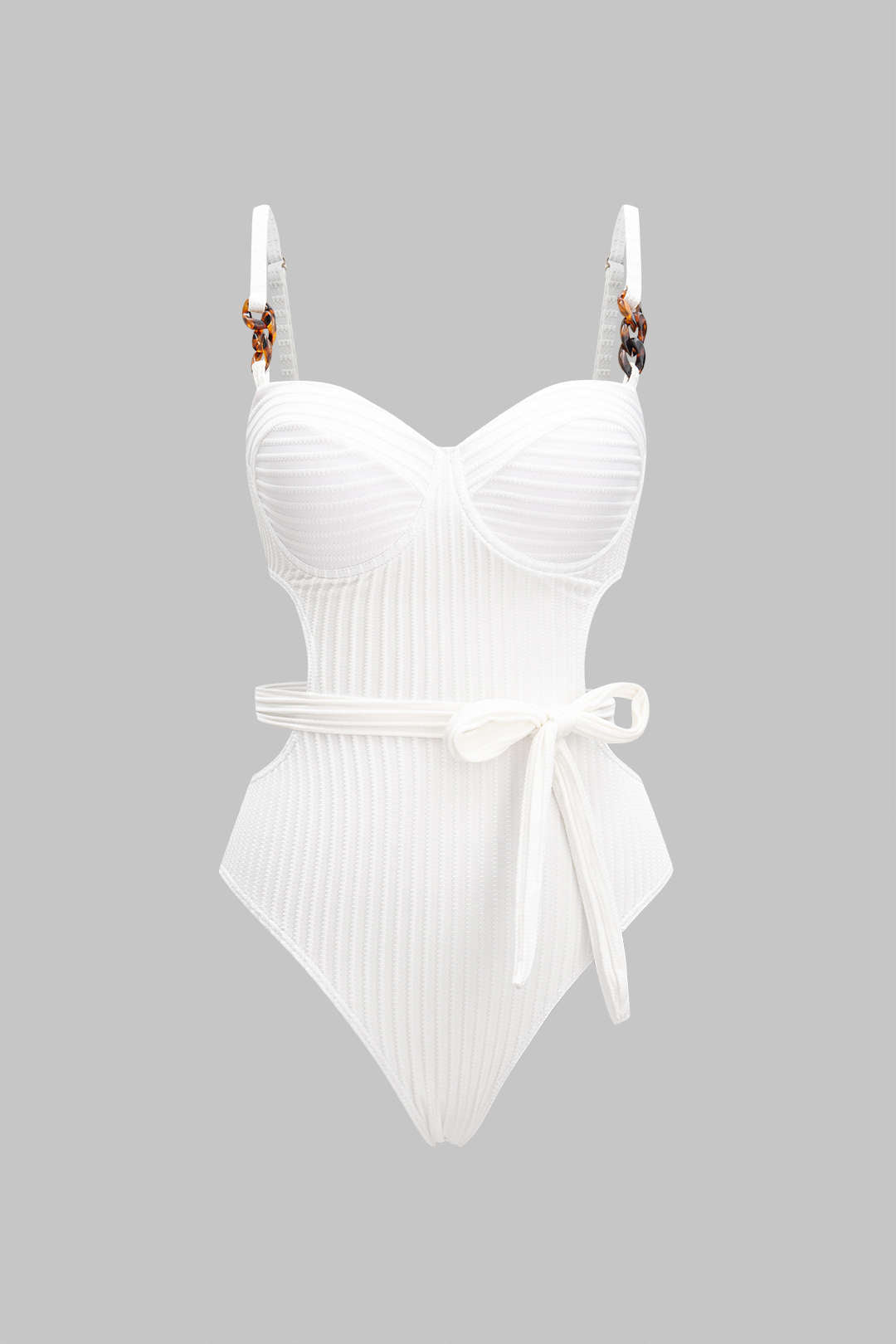 Belted Bustier Tummy Control One-Piece Swimsuit