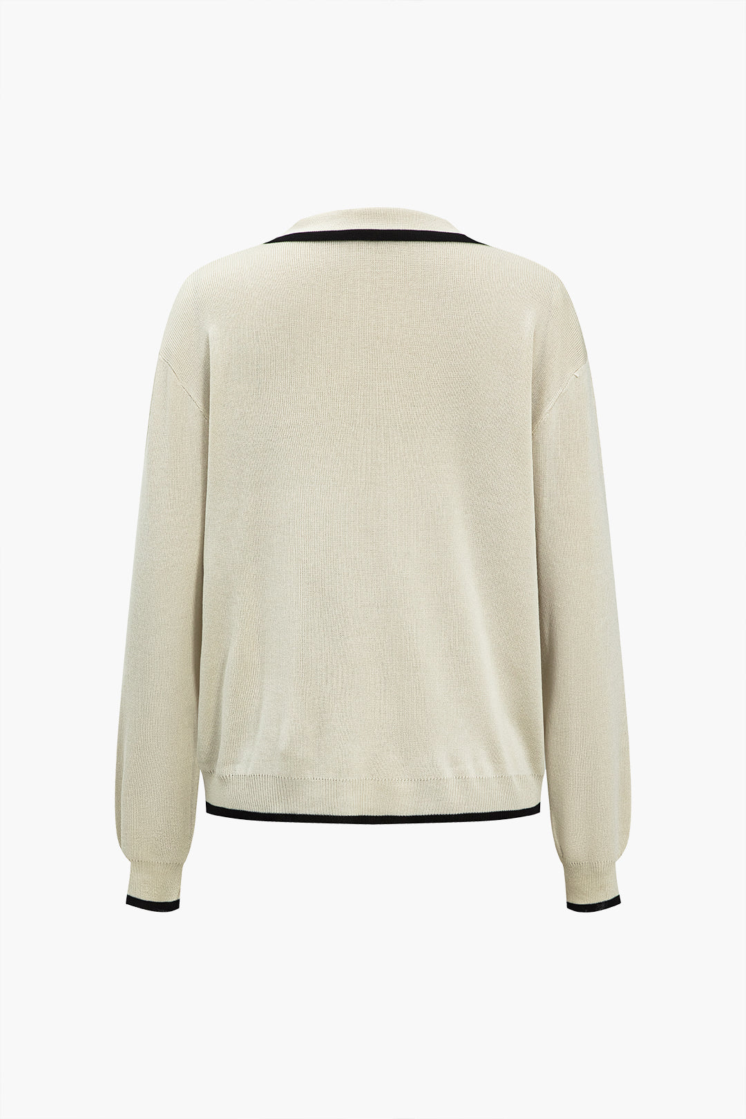 Color Block Sweater Button Top And Pants Set