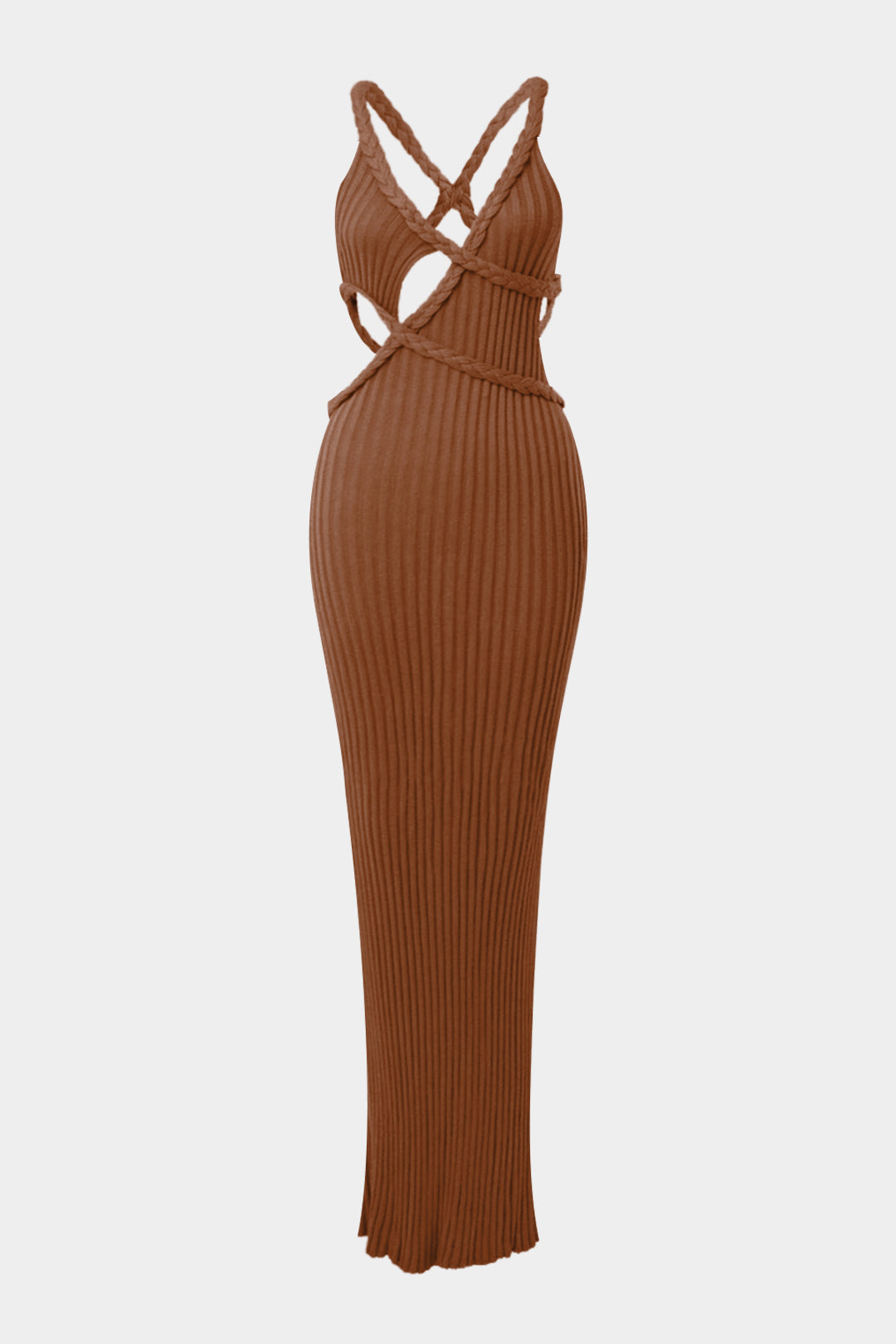Asymmetrical Braided Backless Sleeveless Maxi Dress