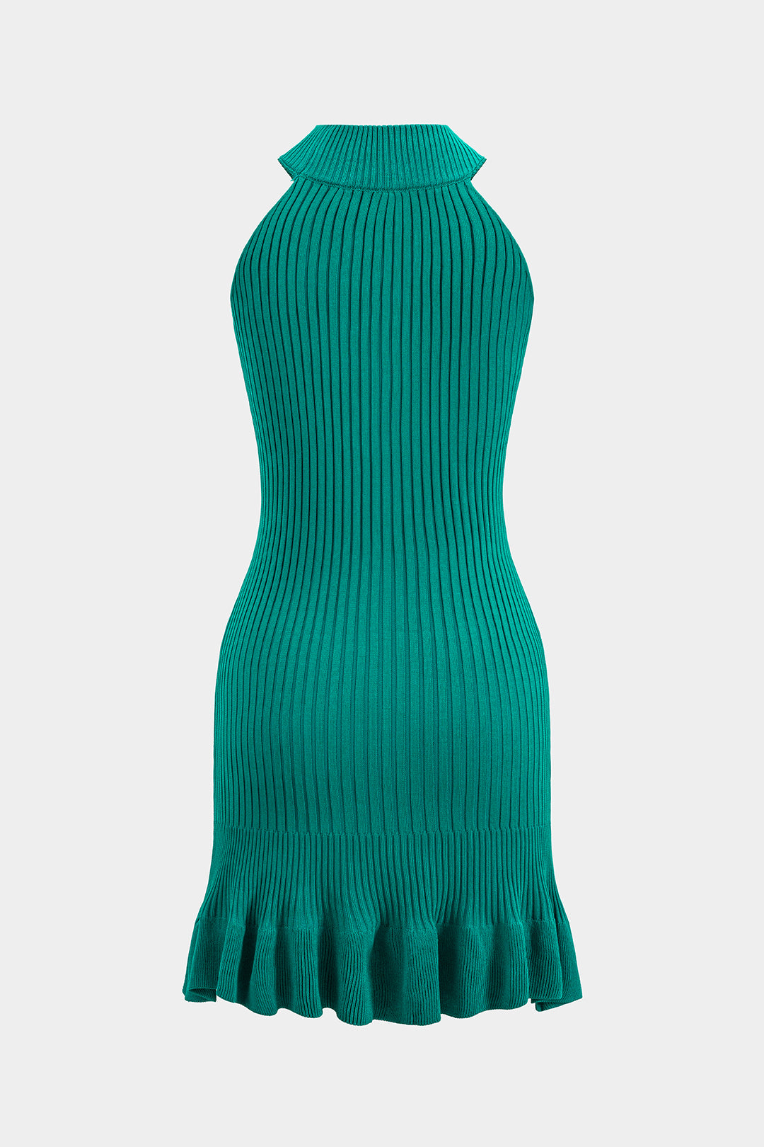 Knit Hollow Out Pleated Ruffle Sleeveless Dress