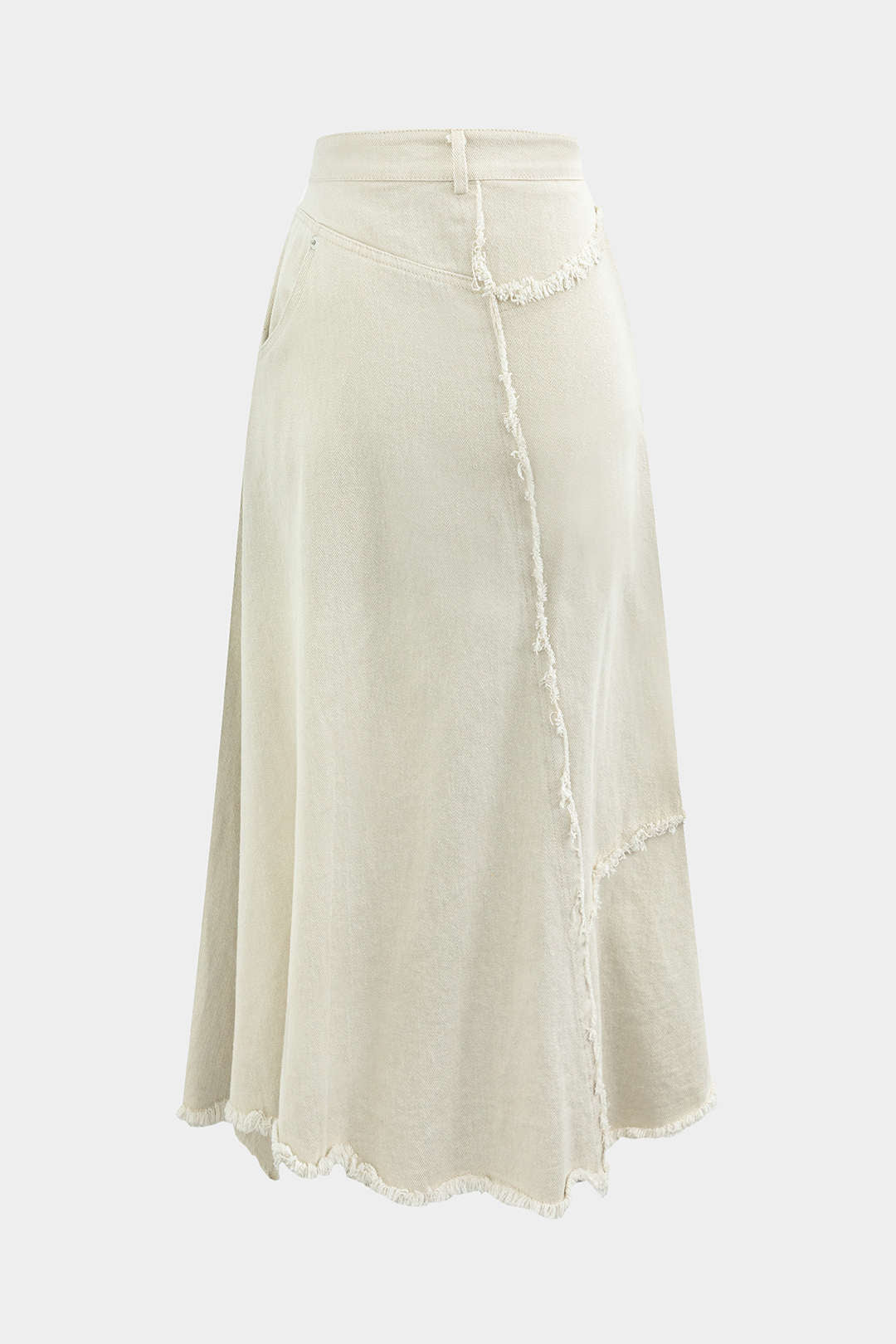 Asymmetric Wrap Frayed Maxi Skirt