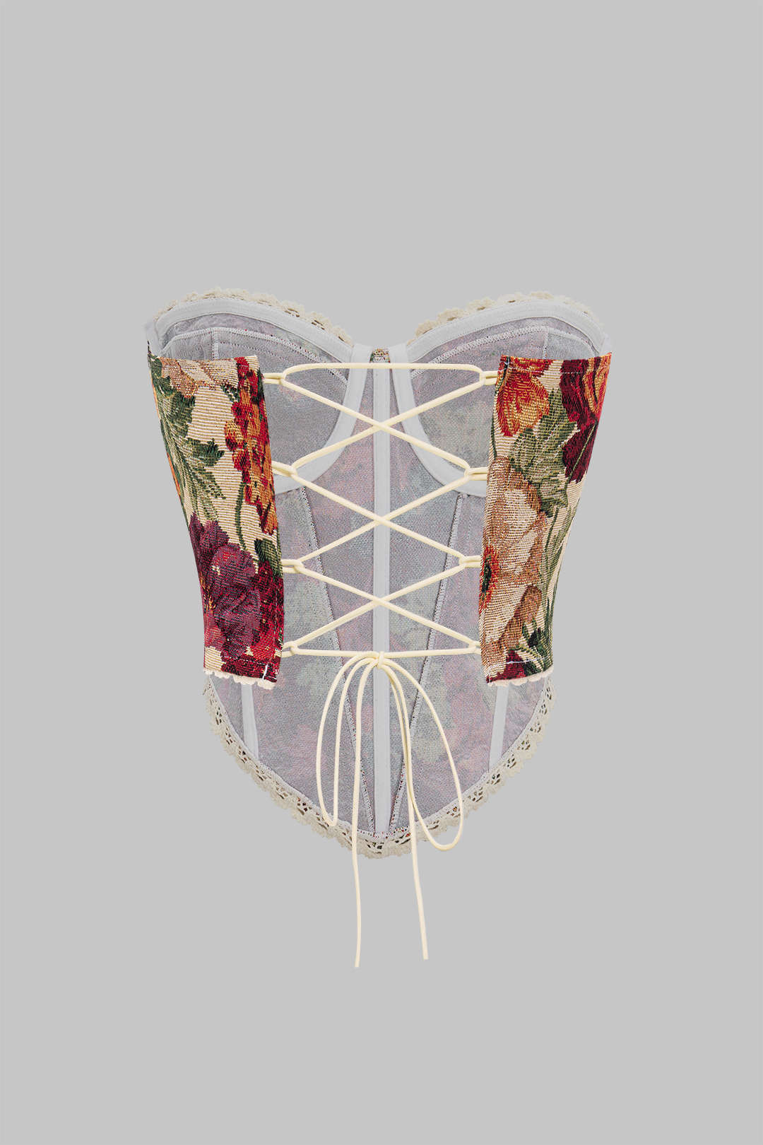 Retro Watercolor Print Jacquard Wrap Tie-Up Tube Top