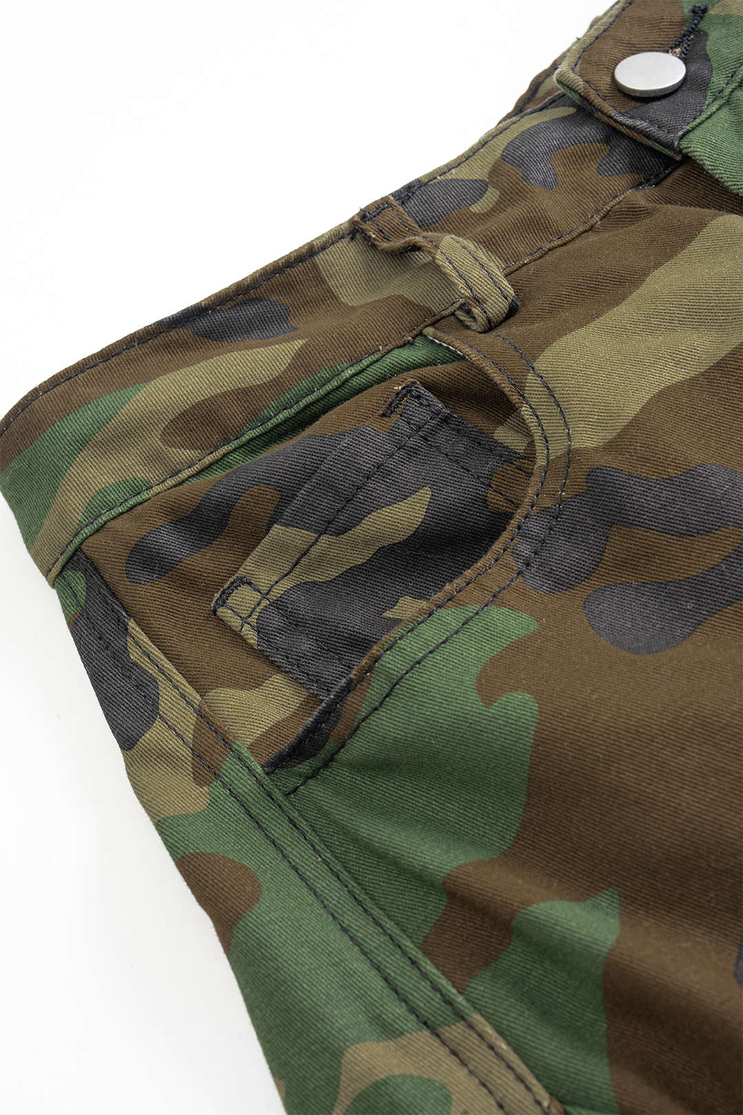 Camo Print Denim Pocket Trousers