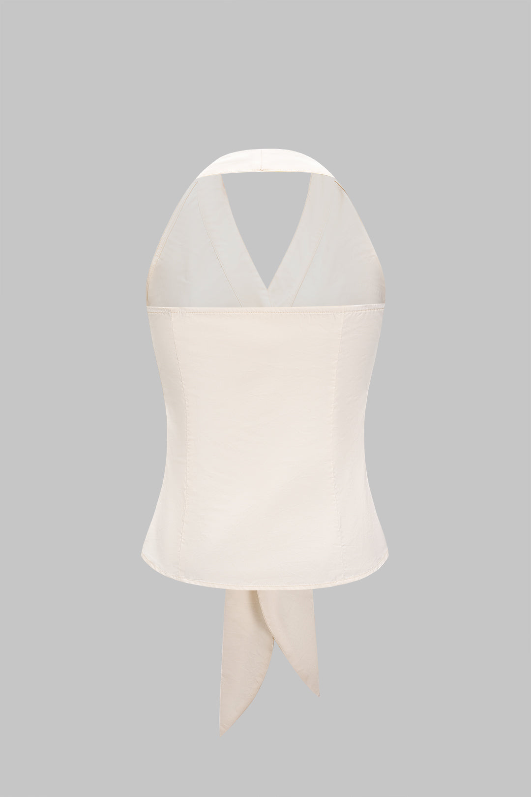 V-Neck Halter Neck Ruched Tie-Up Sleeveless Cami Top