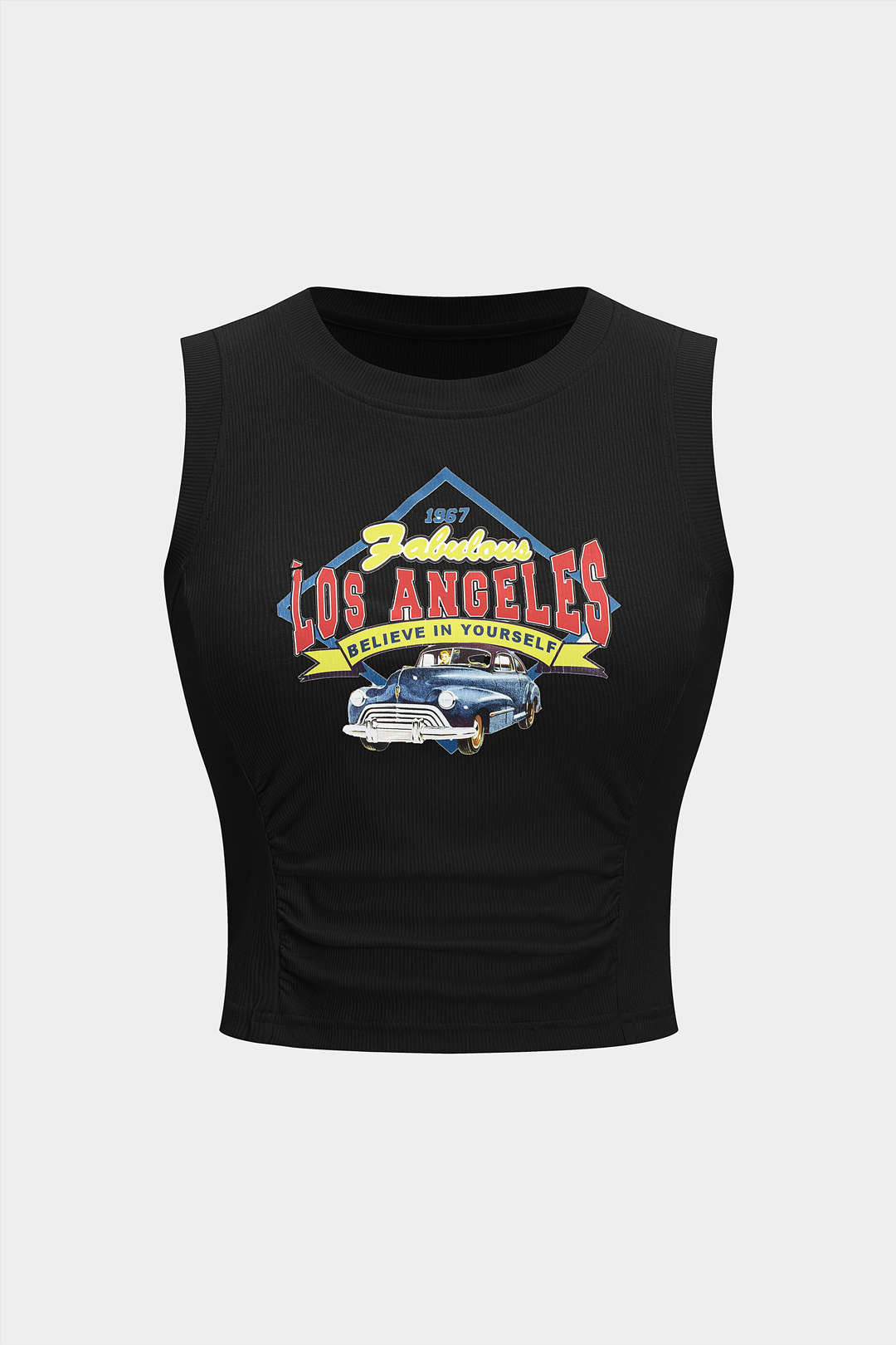 Car Letter Print Sleeveless Tank Top