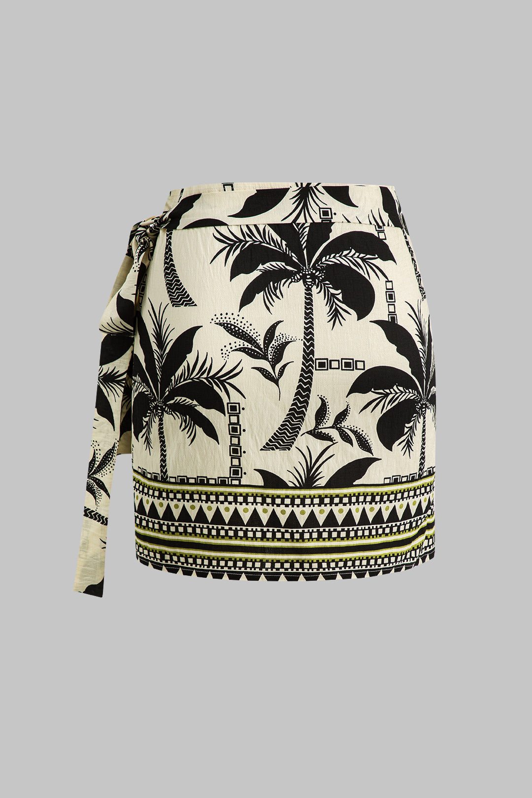 Coconut Palm Geometric Print Tie Knot Skirt