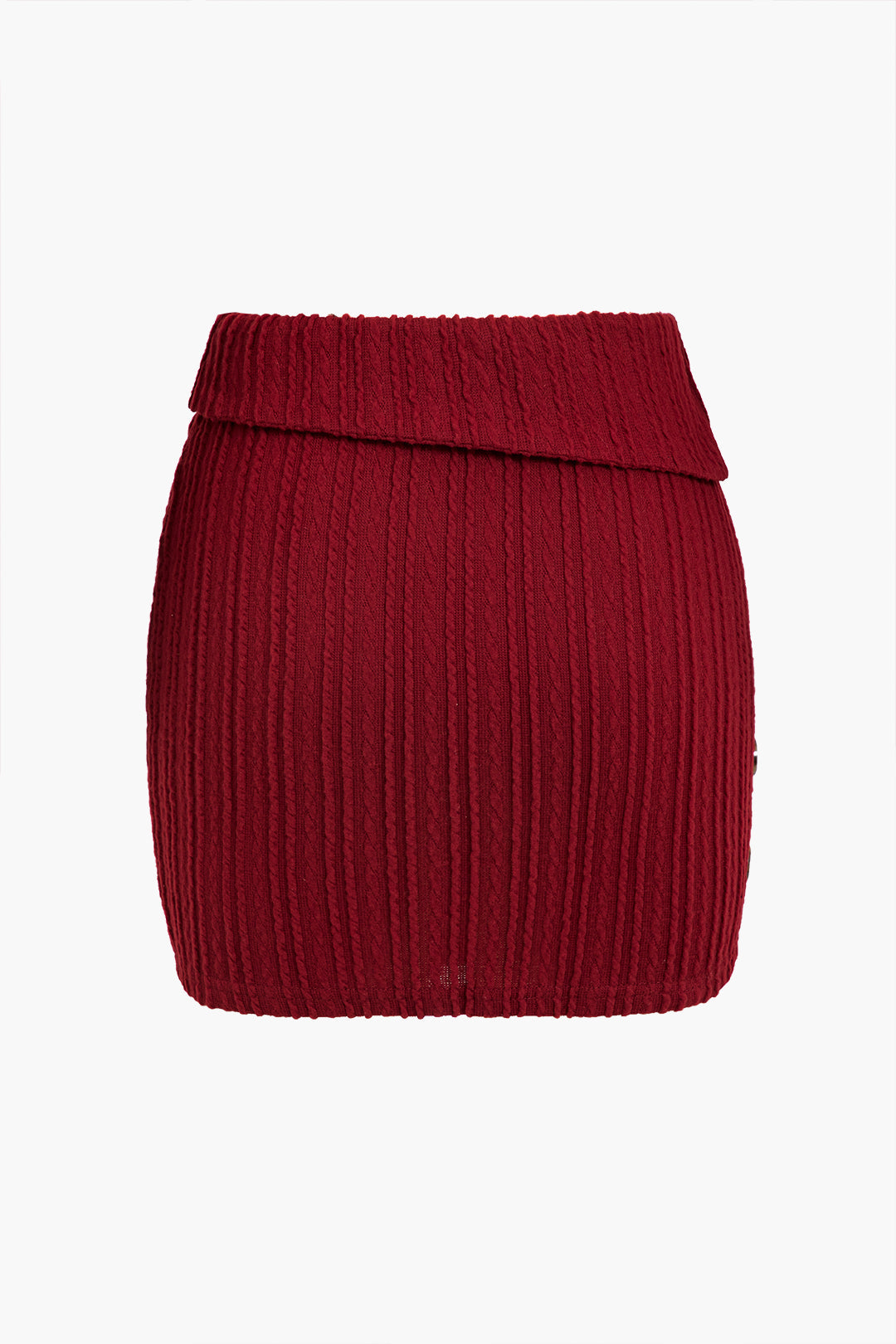 Solid Knit Asymmetrical Button Skirt Set