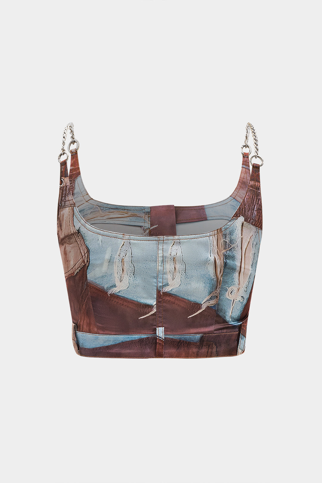 Retro Color Block Slip Chain Cami Top