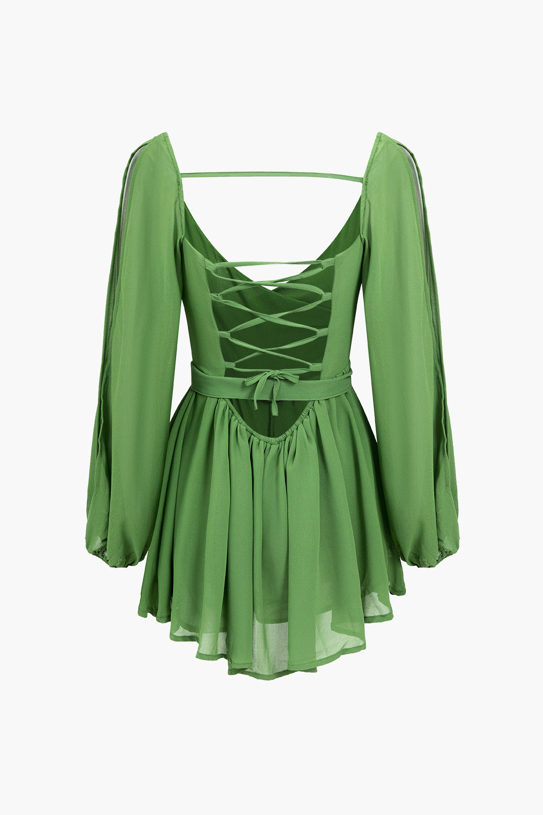 Solid Tie Back Braided Mini Dress