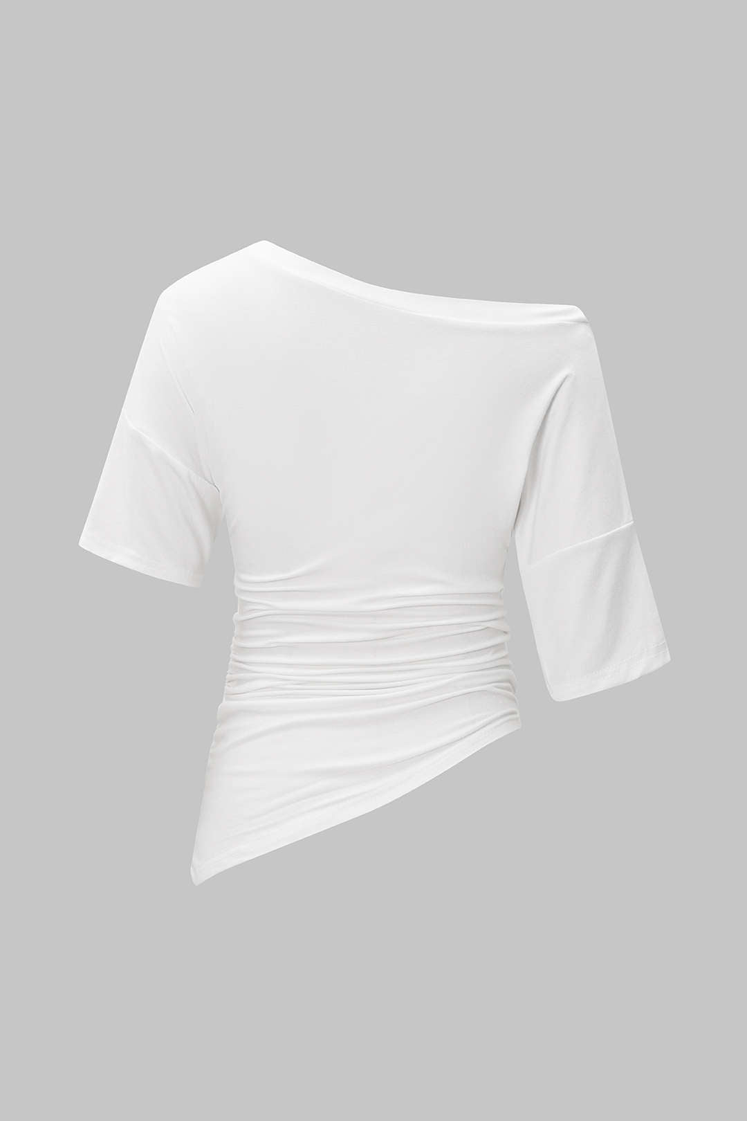 Asymmetrical Short Sleeve Ruched T-Shirt