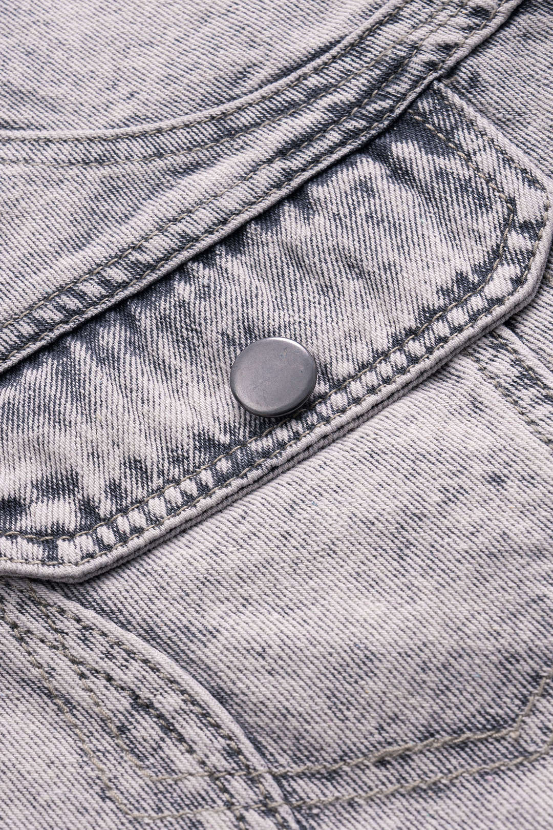 Denim Button Washed Asymmetrical Crop Tank Top
