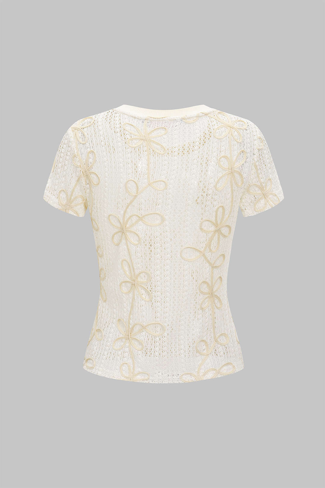 Hollow Out Applique Short Sleeve T-Shirt