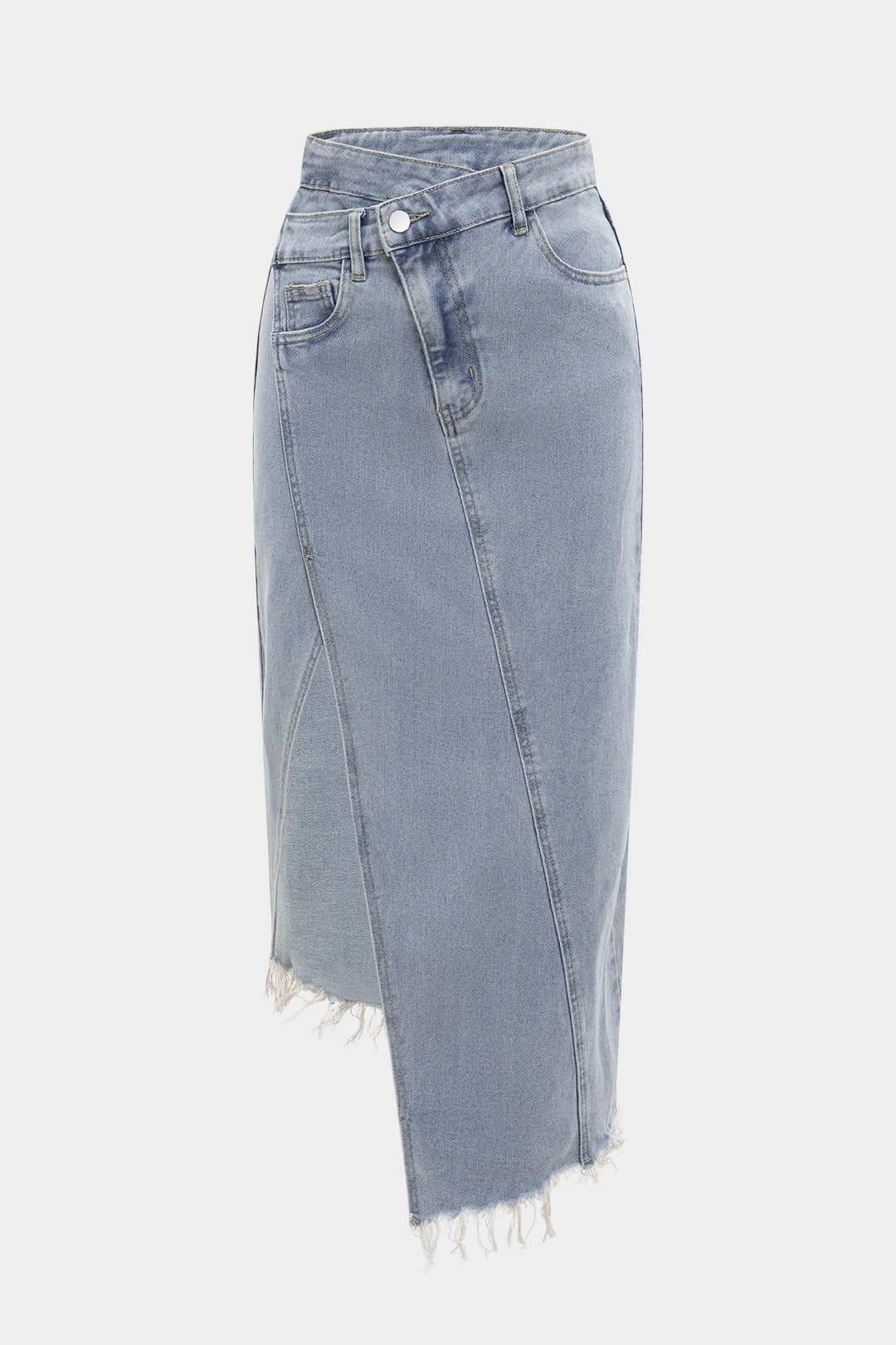 Denim Crossed Asymmetrical Patchwork Skirt