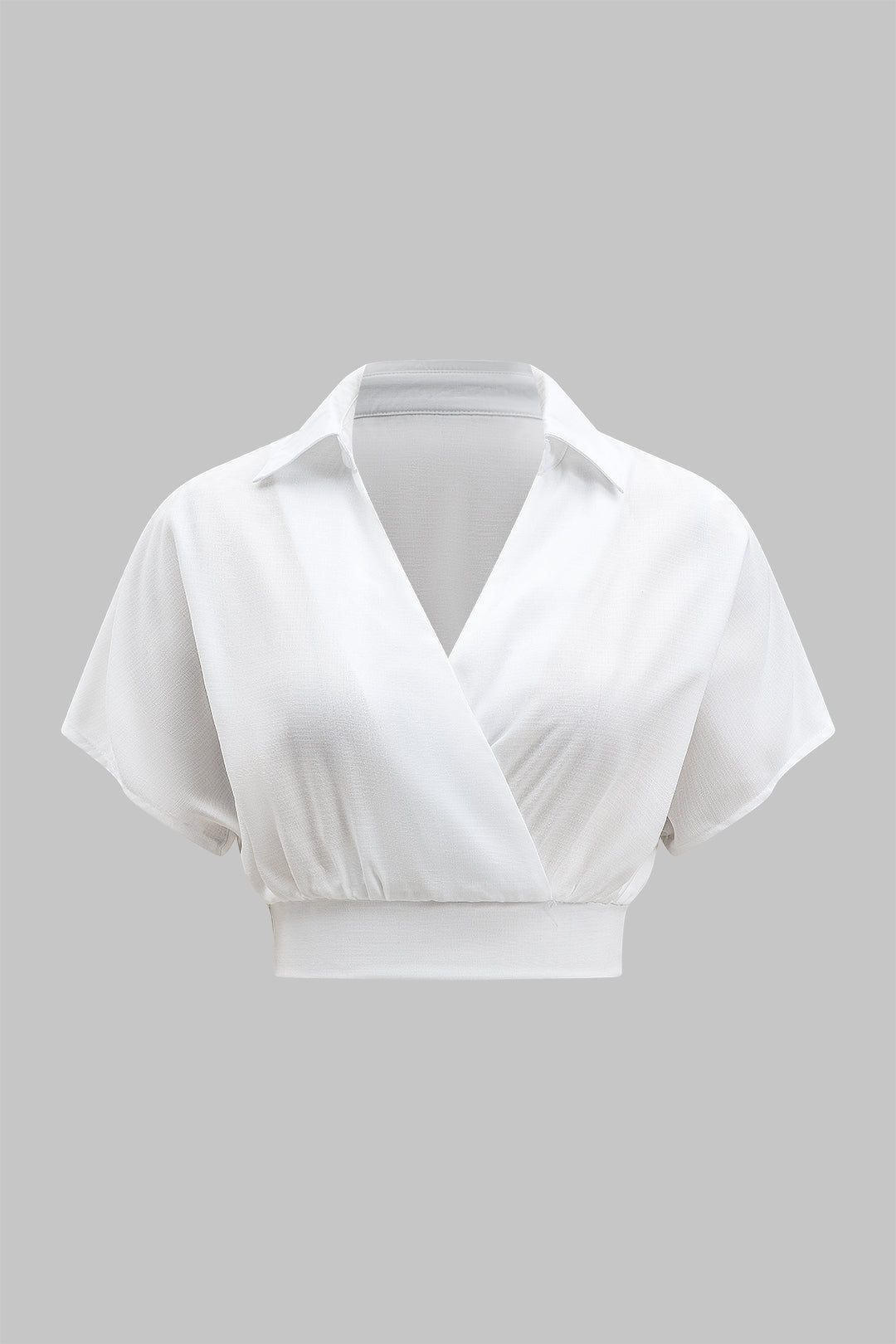 Ruched Crossed Short Sleeve Top And Wide Leg Trousers Set