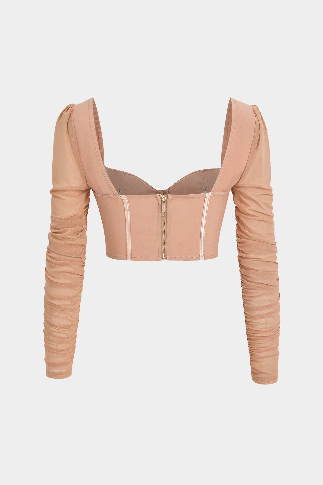 Bustier Mesh Patchwork Long Sleeve Top