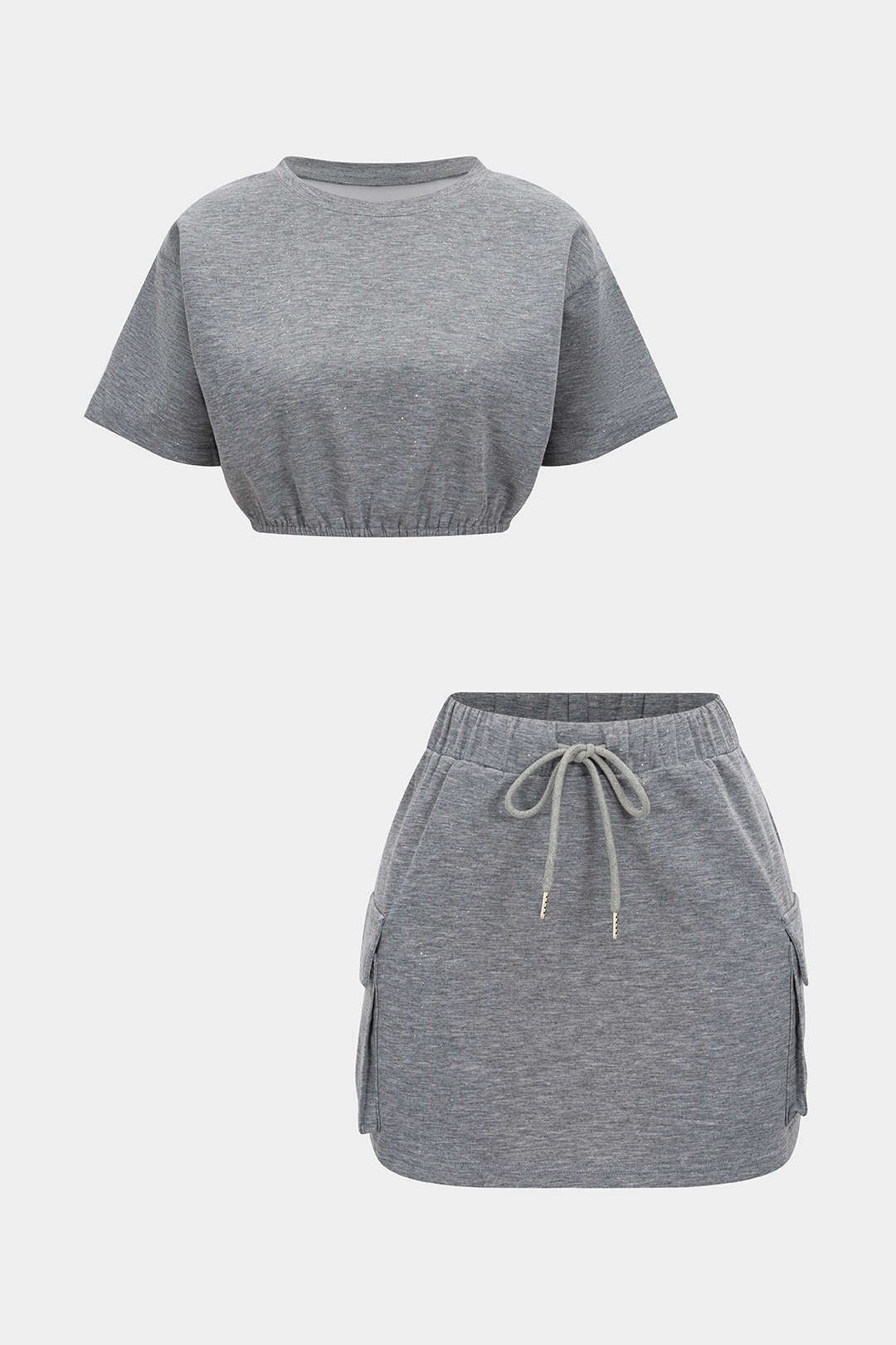 Cropped Loose T-Shirt And Skirt Set