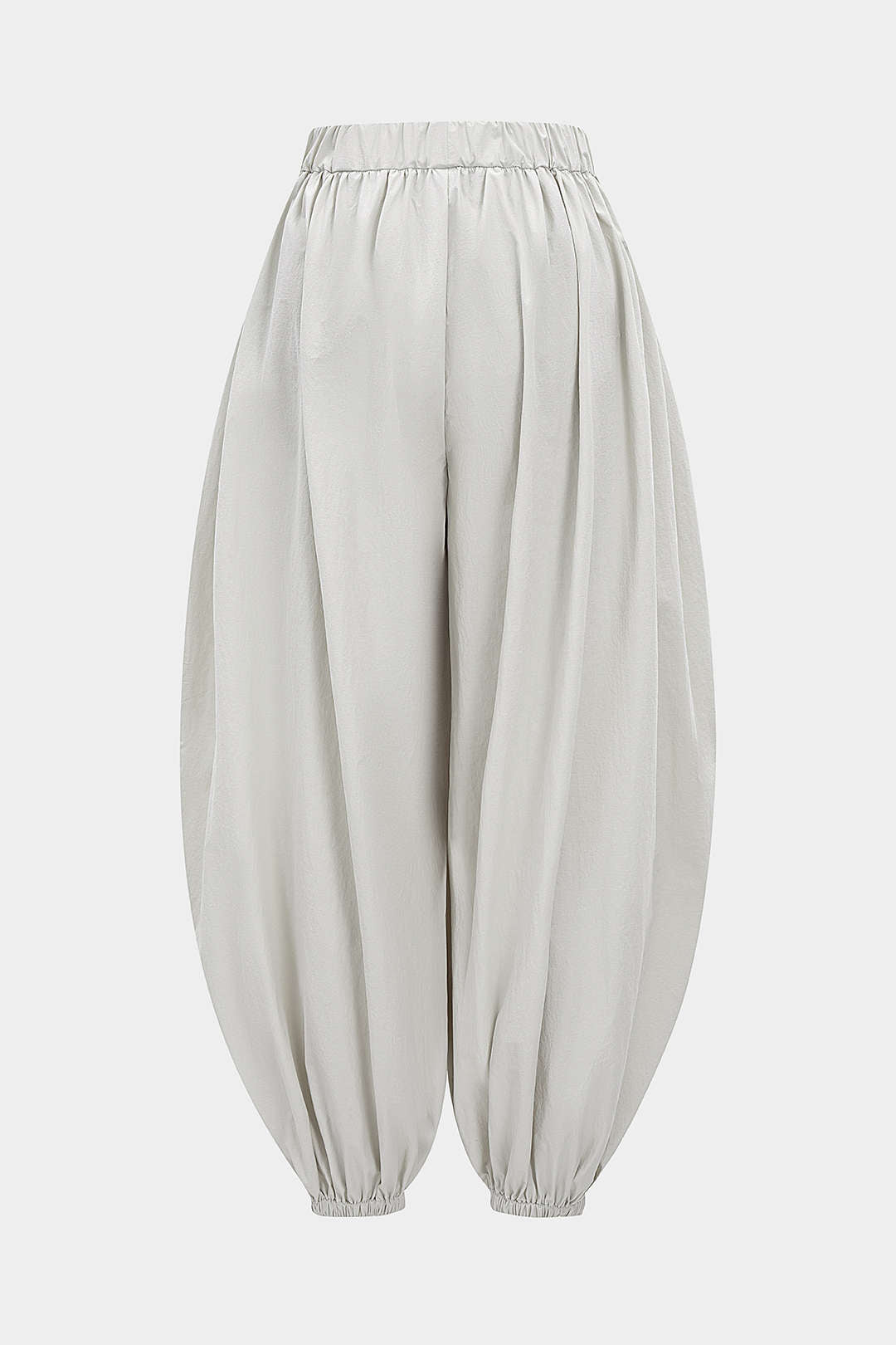 Solid Ruched Lantern Trousers