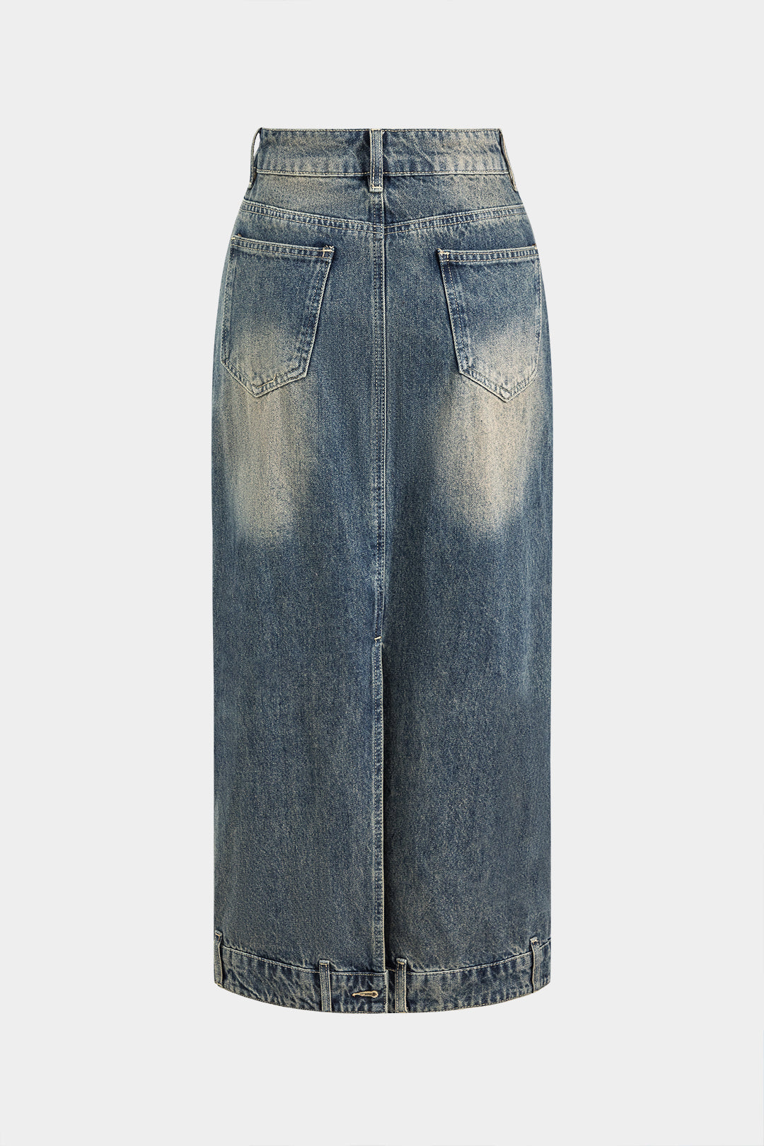 Denim High Waist Button Pocket Skirt