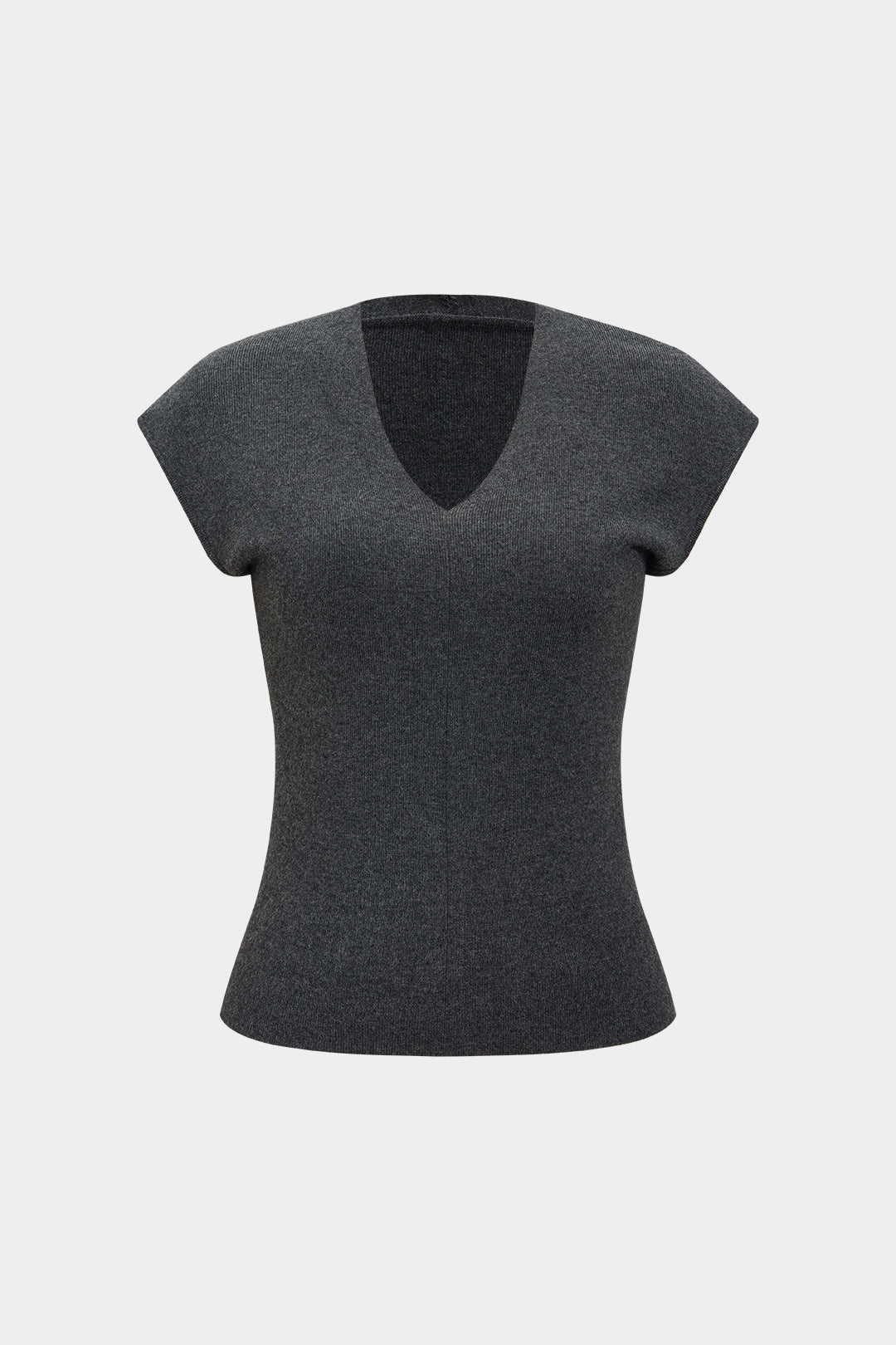 Solid Color V-neck Short-Sleeve Shirt