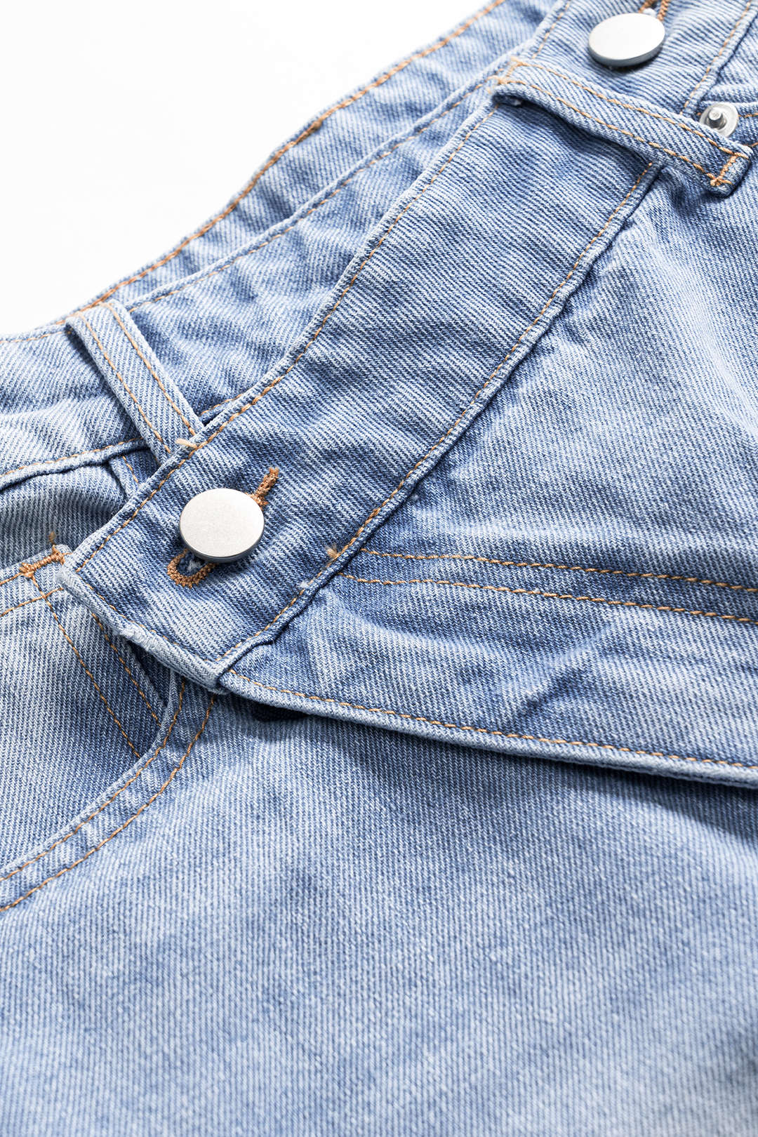 Denim Asymmetrical Button Pocket Ripped Shorts
