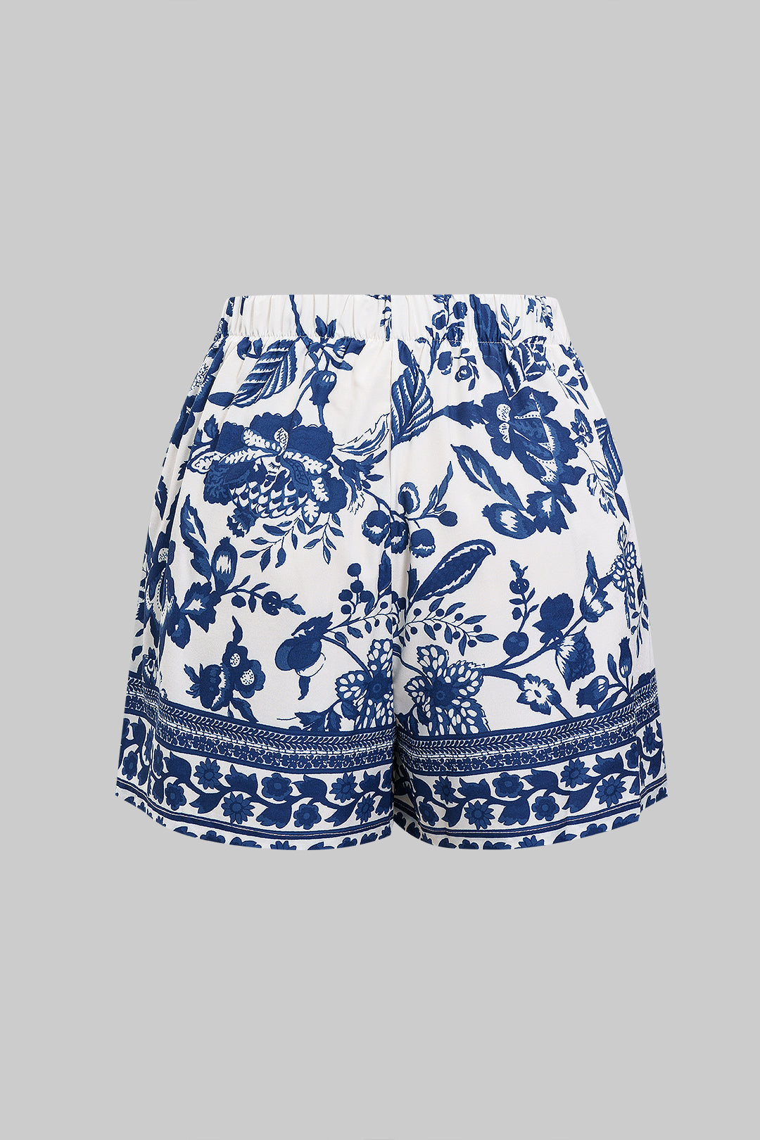Leaf Print Contrast Tie-Up Shorts