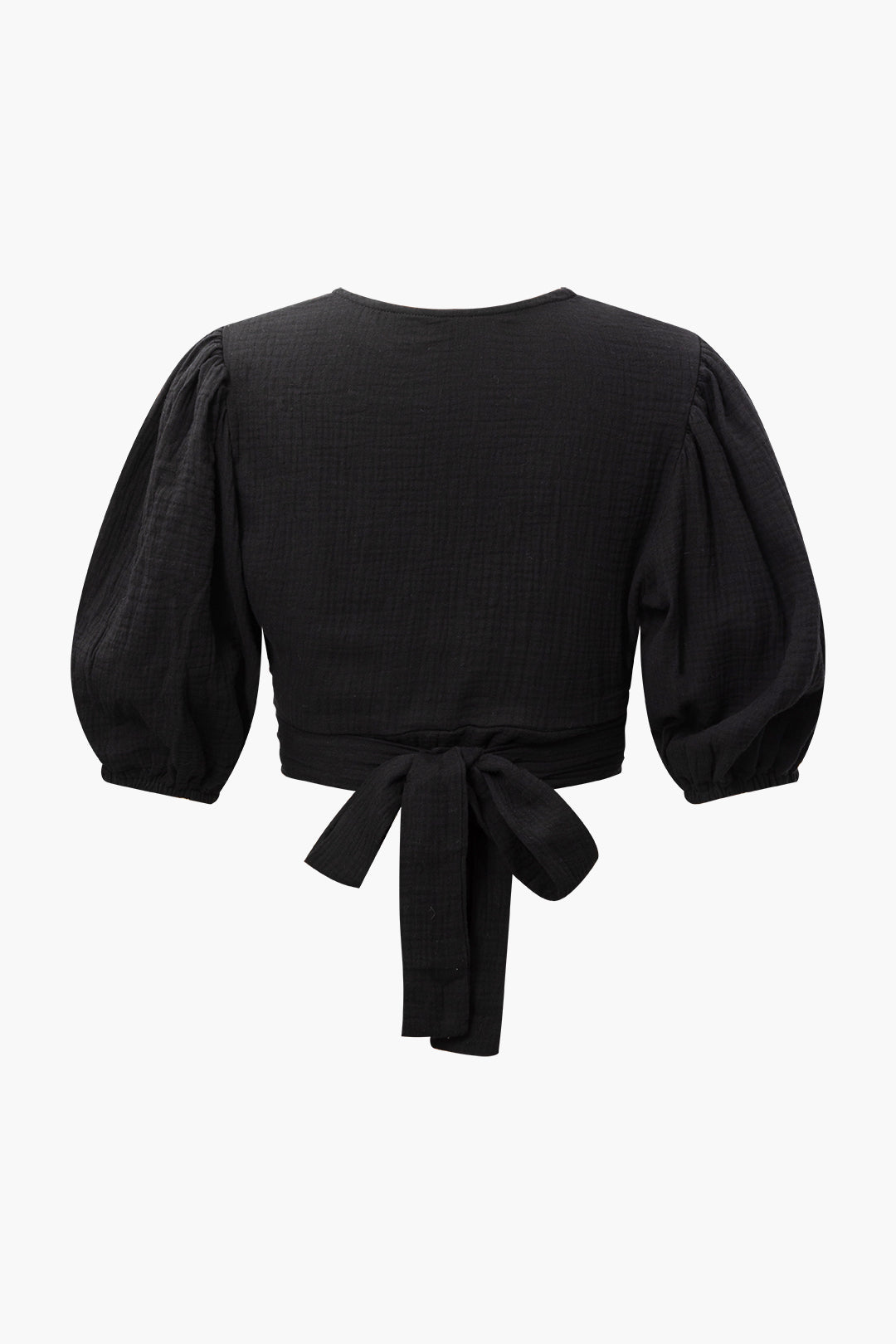 Puff Sleeve Wrap Tie Blouse And Ruffle Skirt Set
