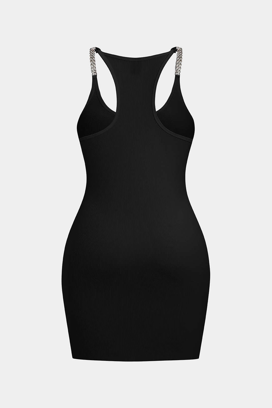 Plus Size Metallic Chain Patchwork Round Neck Sleeveless Mini Dress