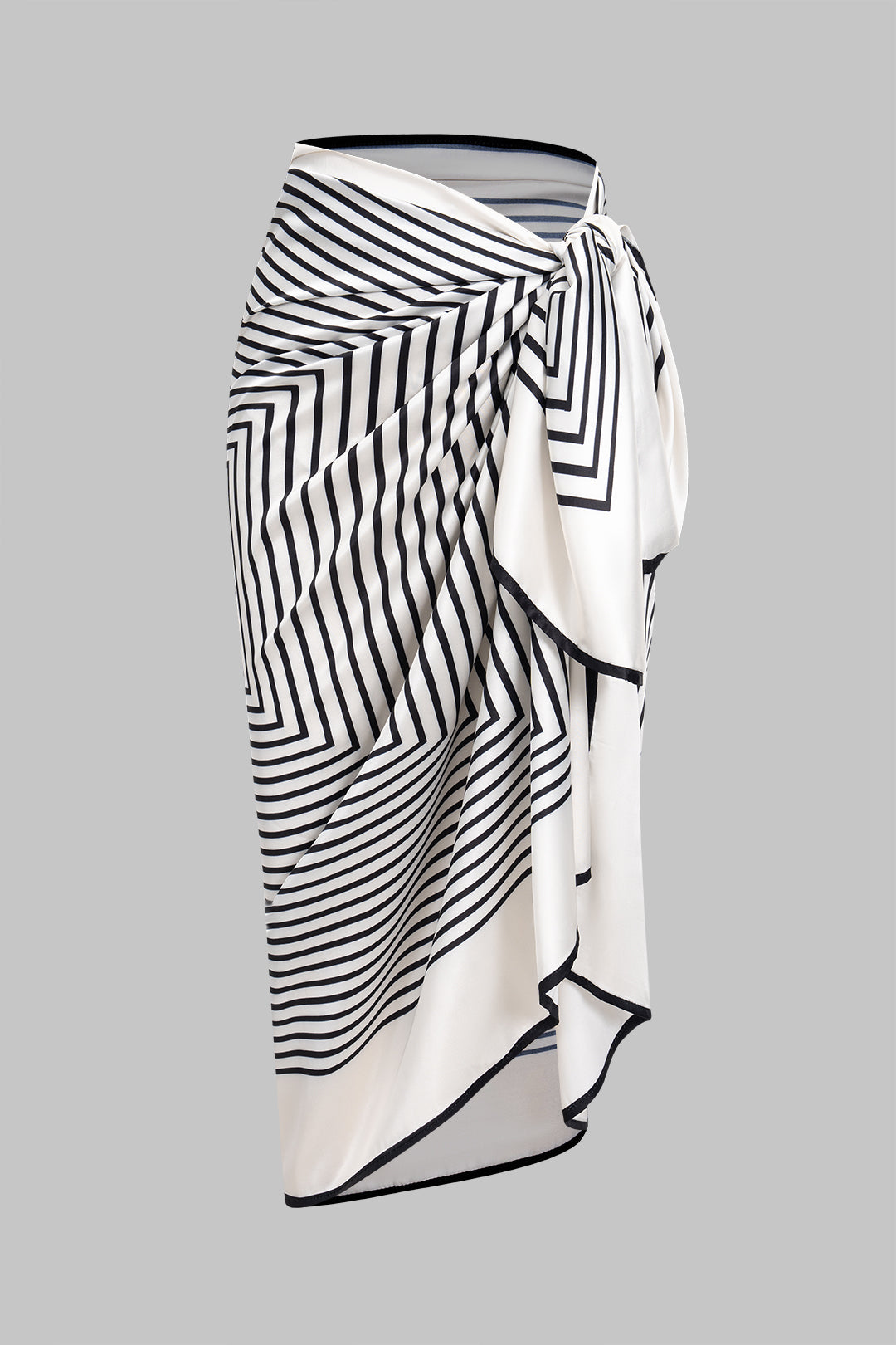 Stripes Print Satin Tie-Up Skirt