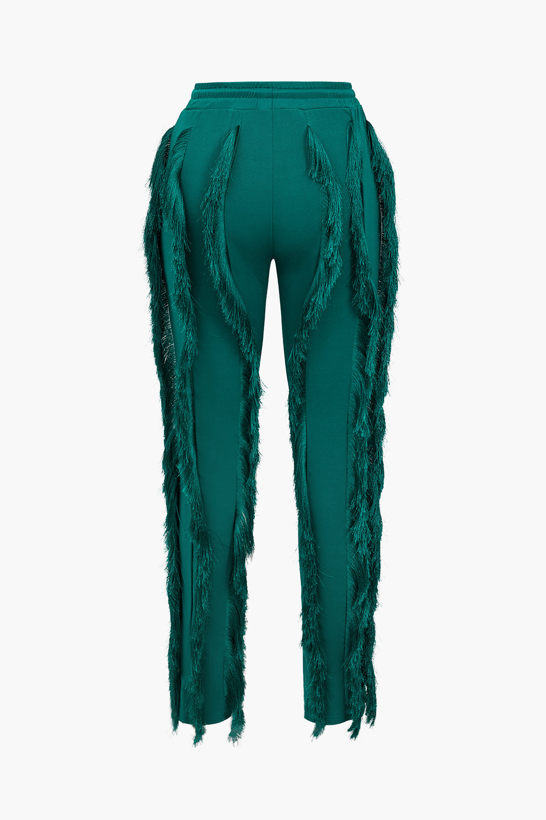 Solid Long-Sleeve Bosysuit And Fringe Trouser Set