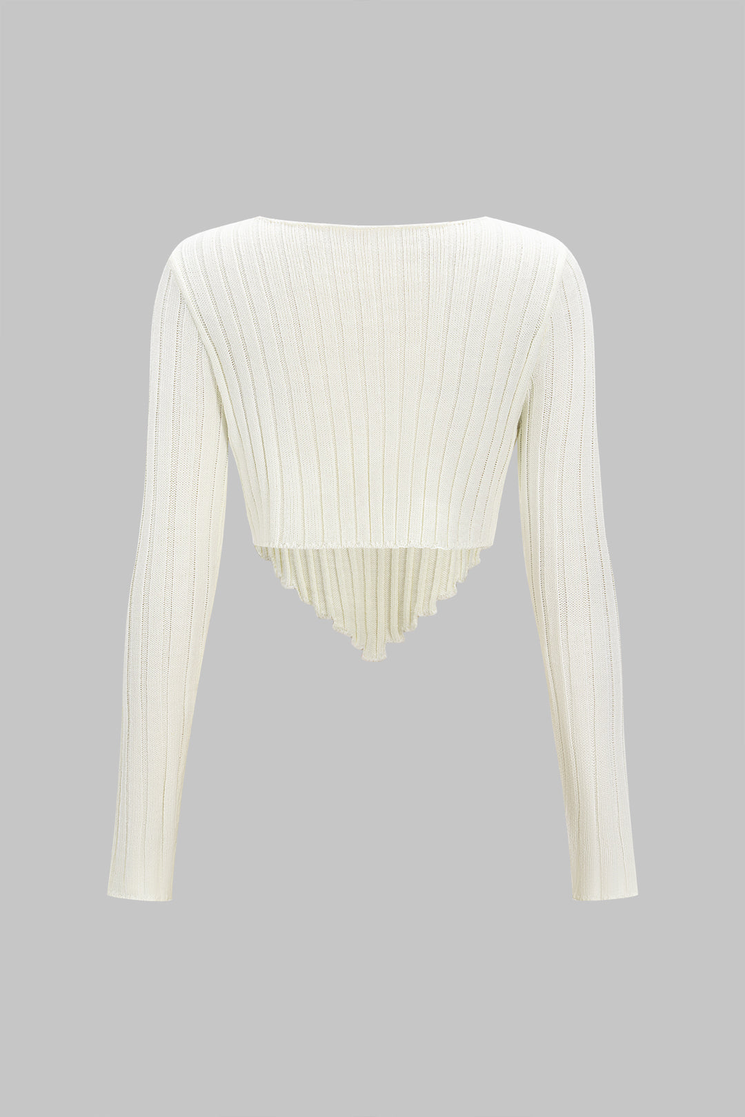Knit Solid Long Sleeve Cropped Top