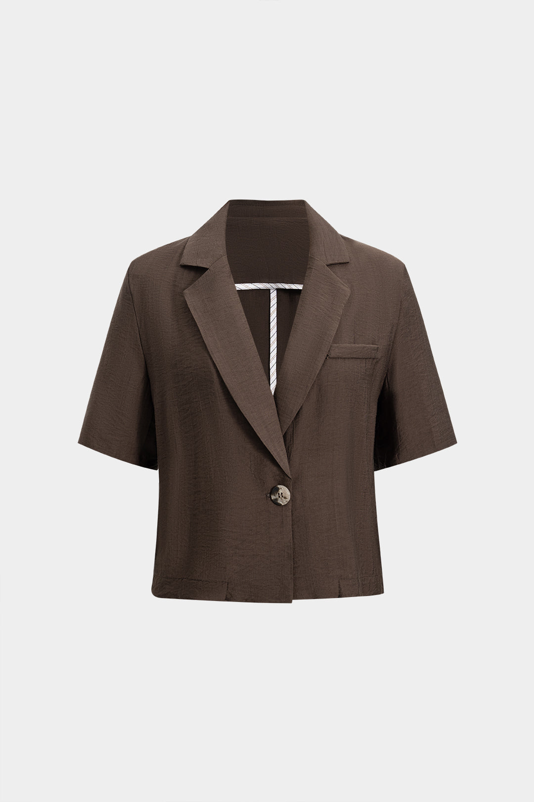 Solid Button Short-Sleeve Shirt