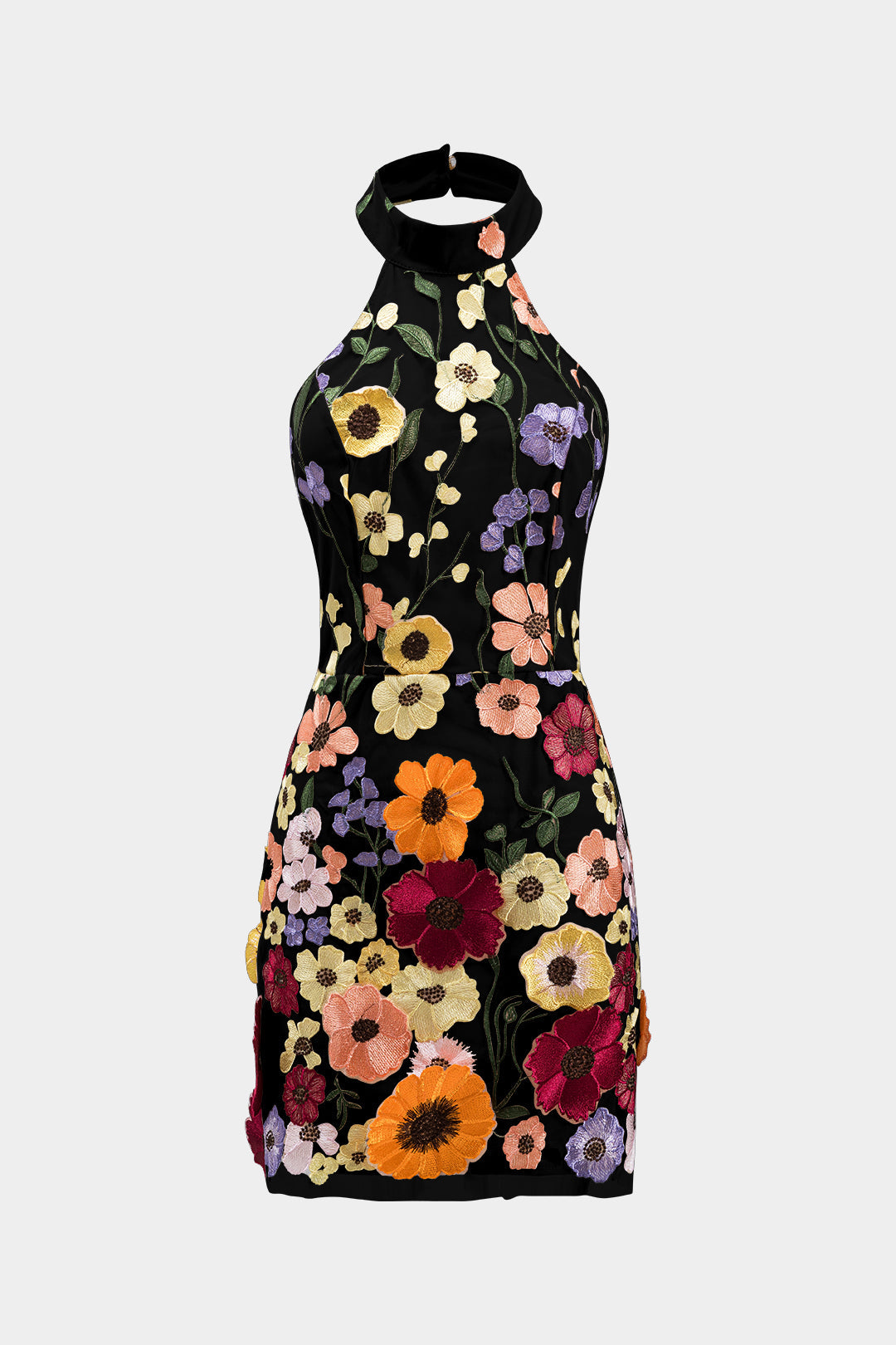 Jacquard Halter Neck Backless Sleeveless Mini Dress