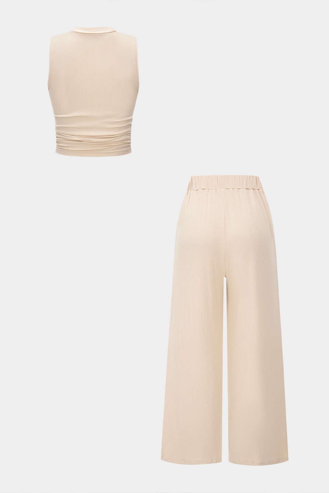 Solid Tank Top And Drawstring Trousers Set