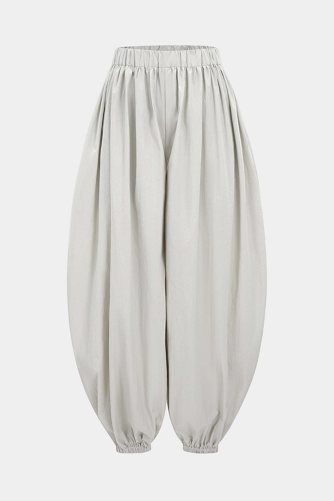Solid Ruched Lantern Trousers