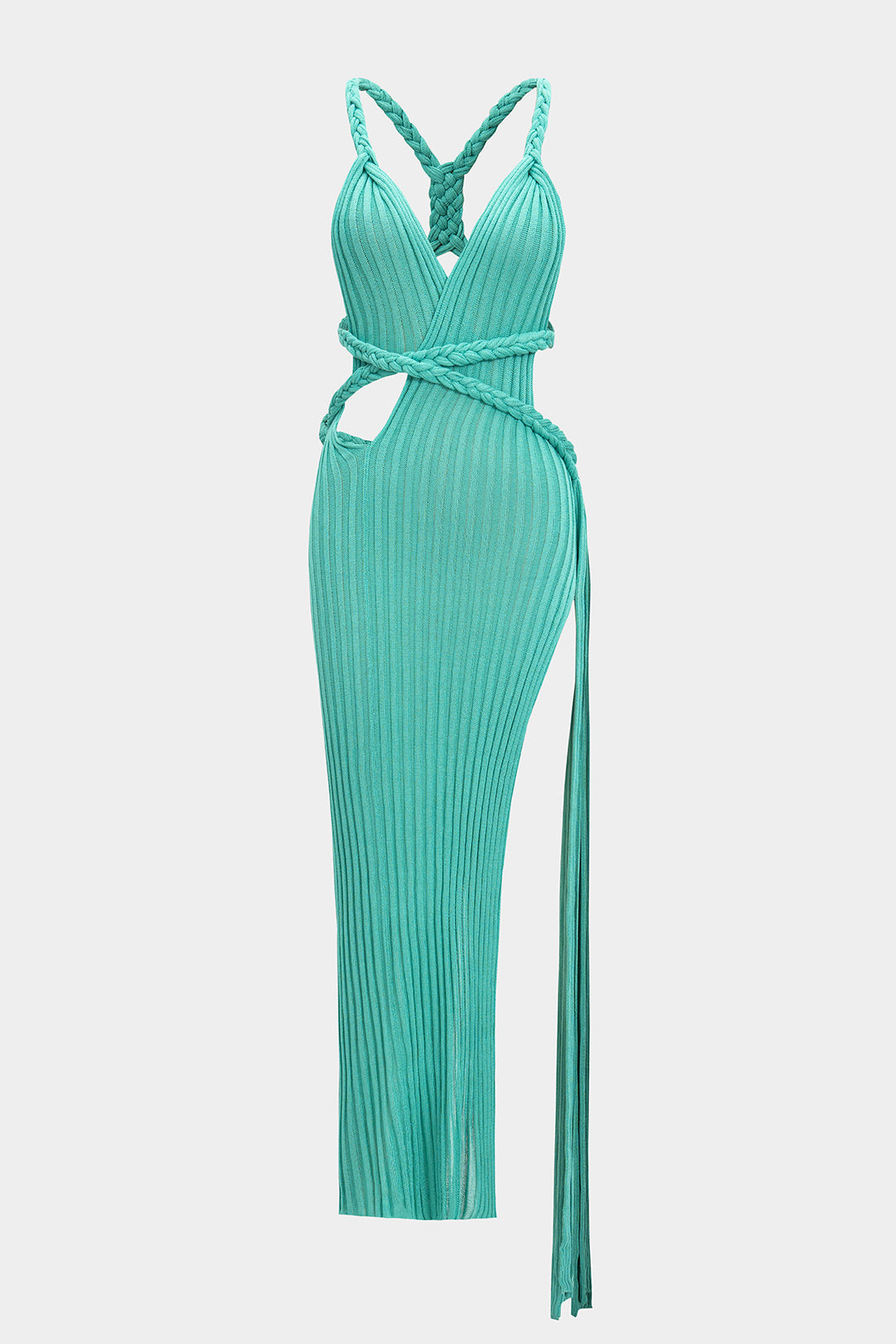 Knit Cut Out Braided Slip Sleeveless Dress