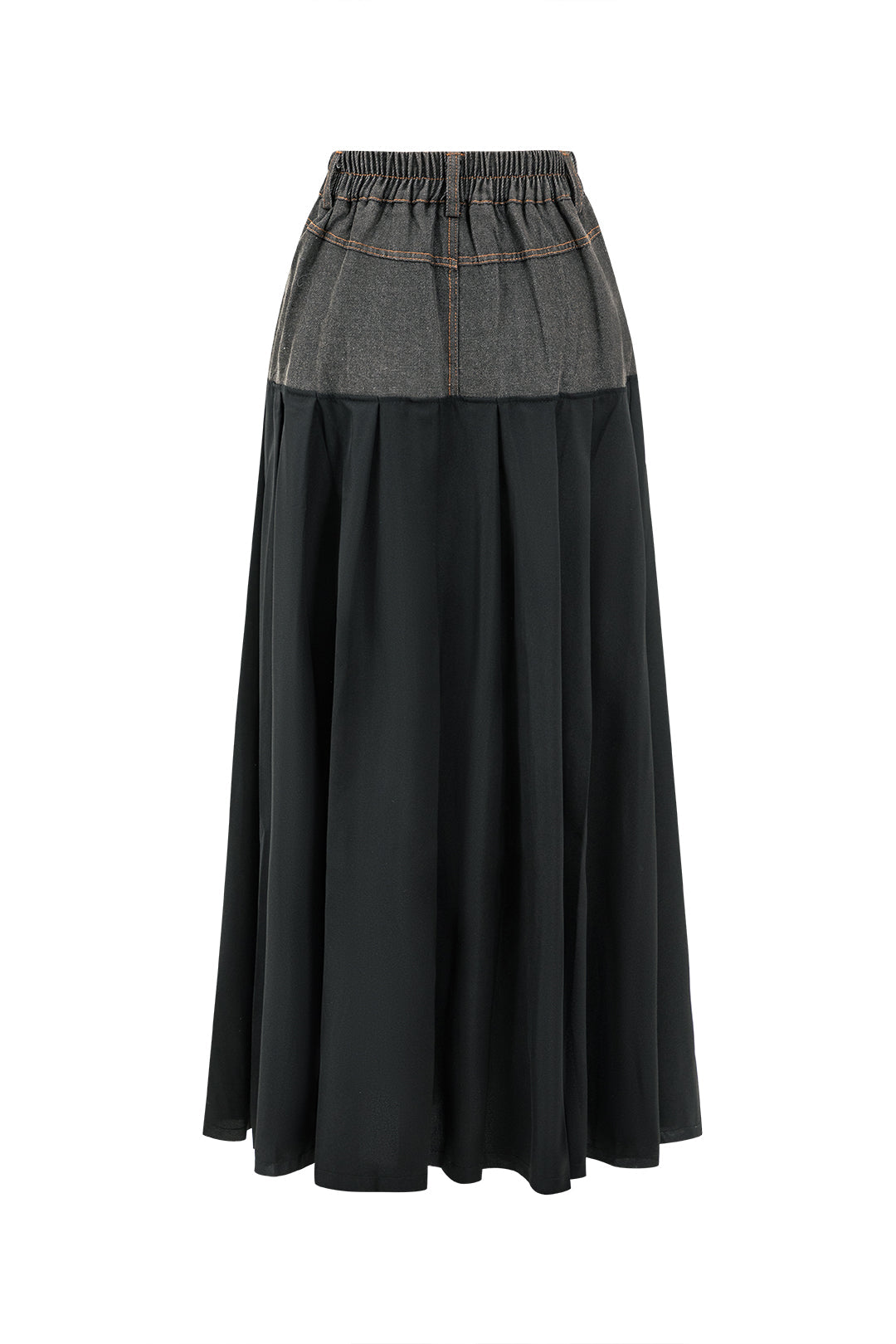 Denim Patchwork Midi Skirt