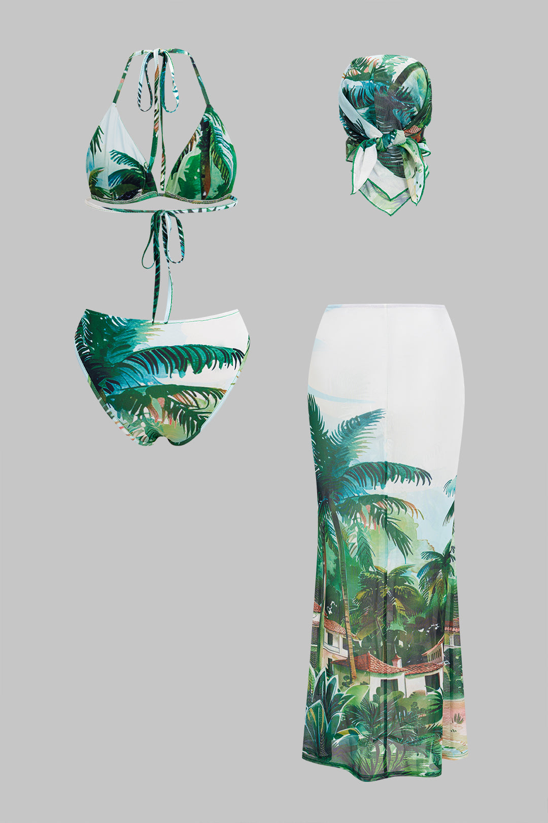 Beach Floral Print Bikini Set